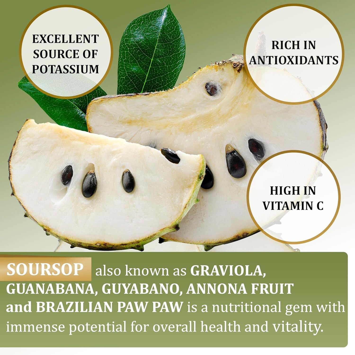 Soursop Leaves & Soursop Fruit Gummies Sugar Free – 3000mg Graviola Extract