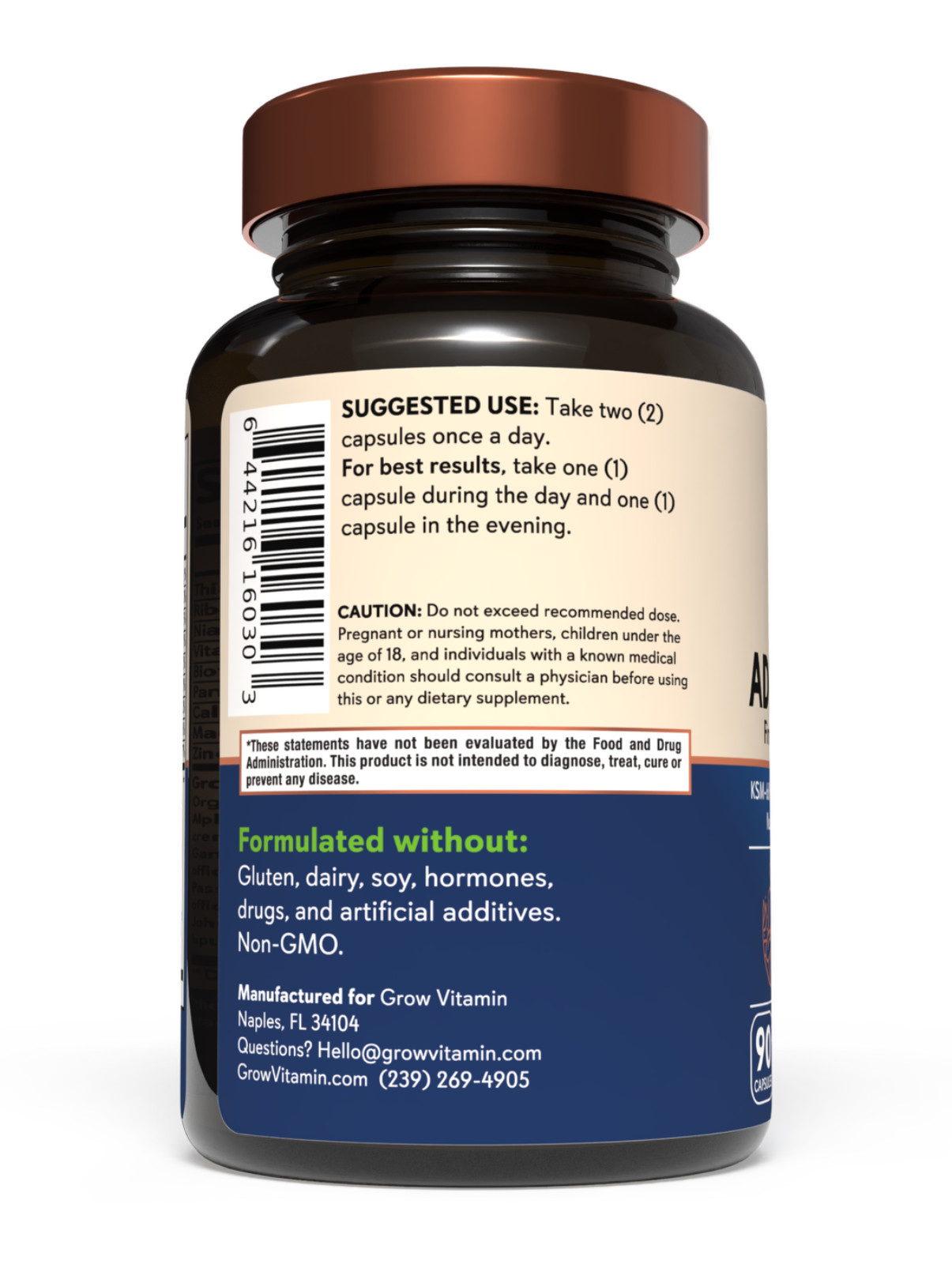 Adrenal Support Supplement 2600mg Natural Stress Relief & Cortisol Manager 90ct