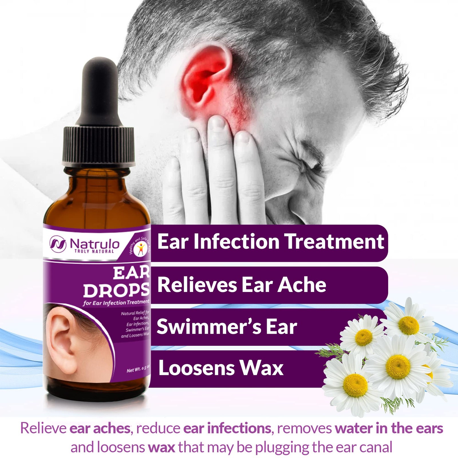 Natural Ear Drops for Infection – Homeopathic 0.5 Fl Oz (Pack of 1)
