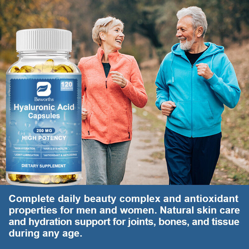 Hyaluronic Acid 100mg Capsules – Joint Health & Wrinkle Reduction Support, 120ct