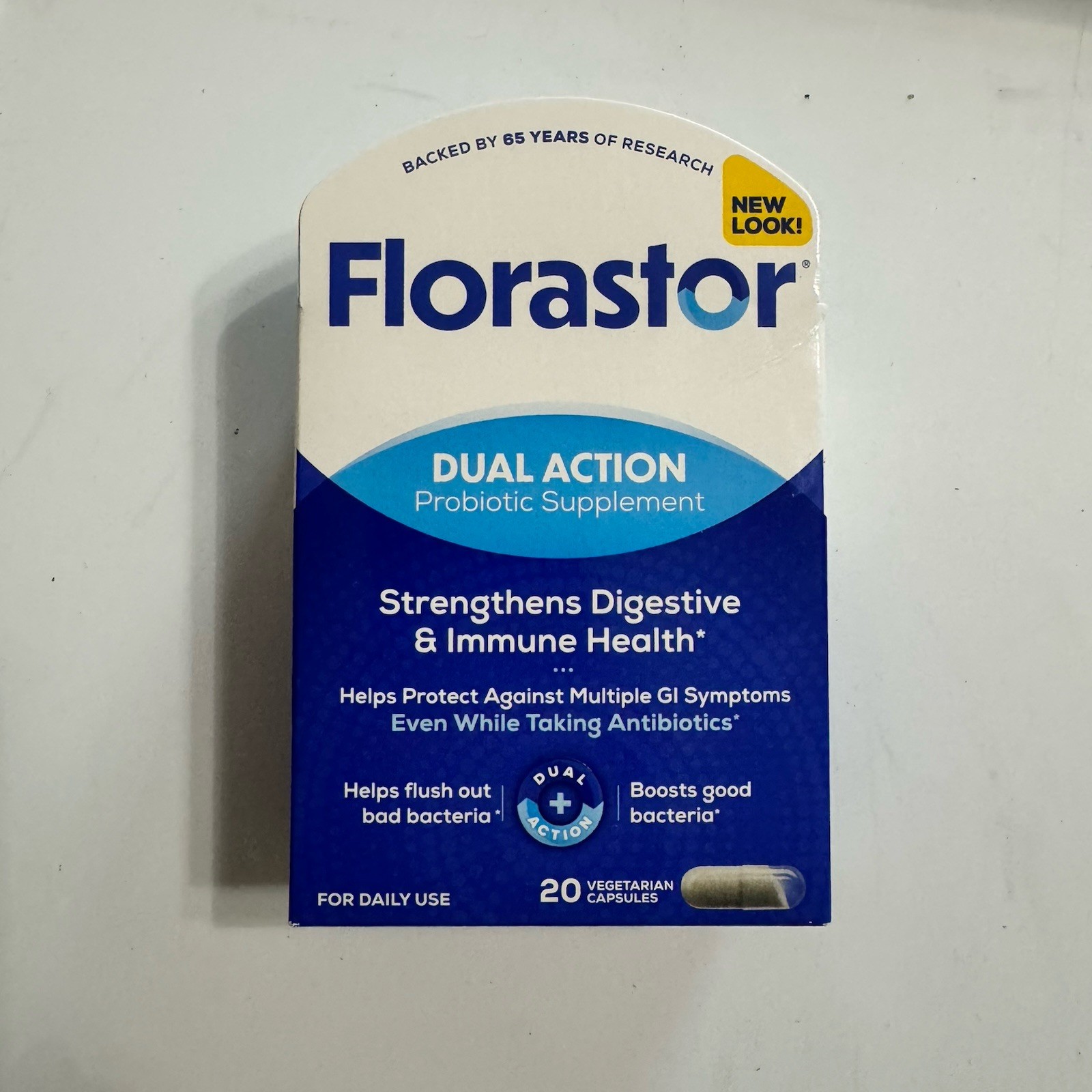 Florastor Dual Action Probiotic Supplement 20 Vegetarian Capsules Exp 3-2028 NEW