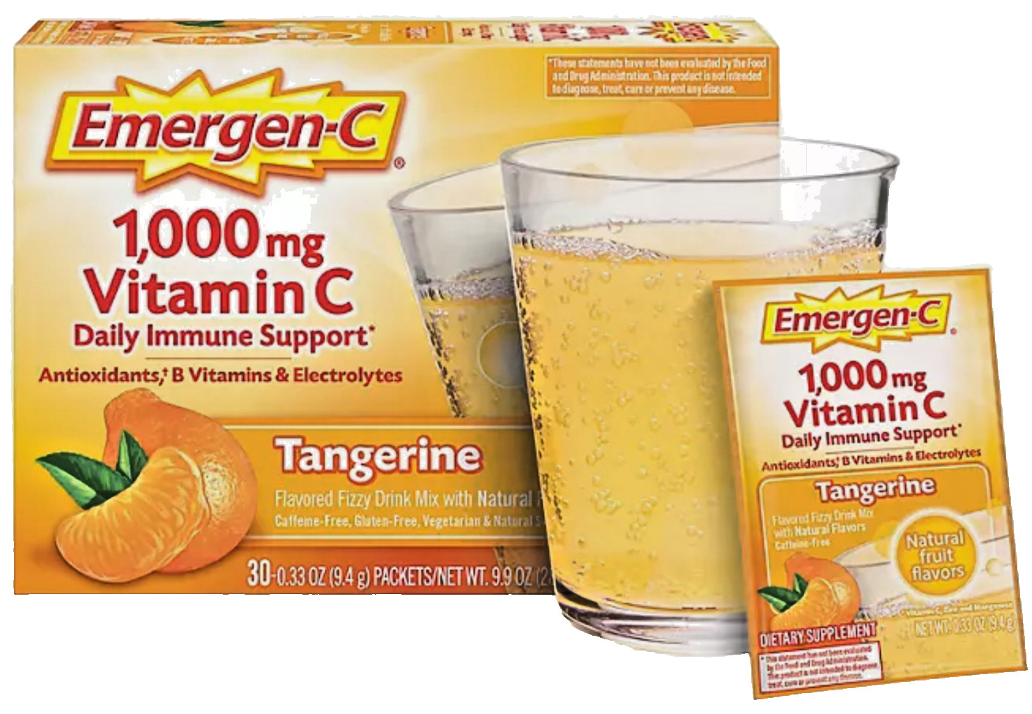 Emergen-C Vitamin C 1000mg Tangerine 30 Packets Exp-03/2027 Drink