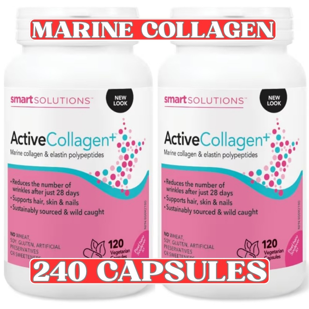 Smart Solutions Active Collagen+ Marine Collagen Elastin 120 Capsules 2Pk