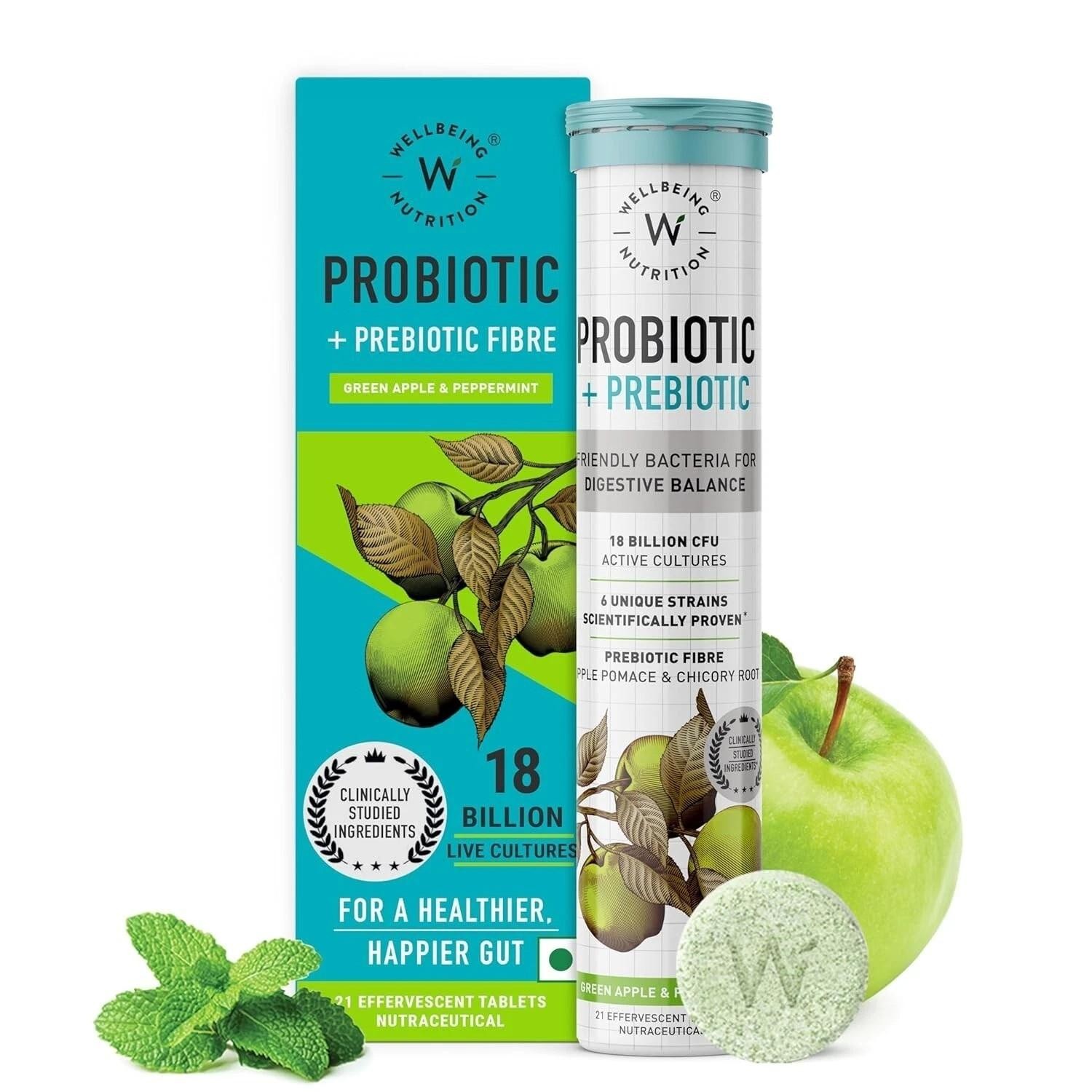 Wellbeing Nutrition Daily Probiotics + Prebiotics (21 Effervescent Tabs)