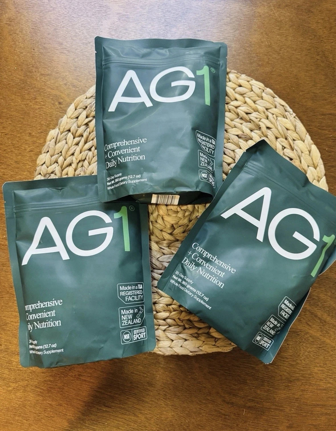 Genuine 3x Bags AG1 Athletic Greens PowderPouch 12.7oz 360g 30 Day Supply 1/27