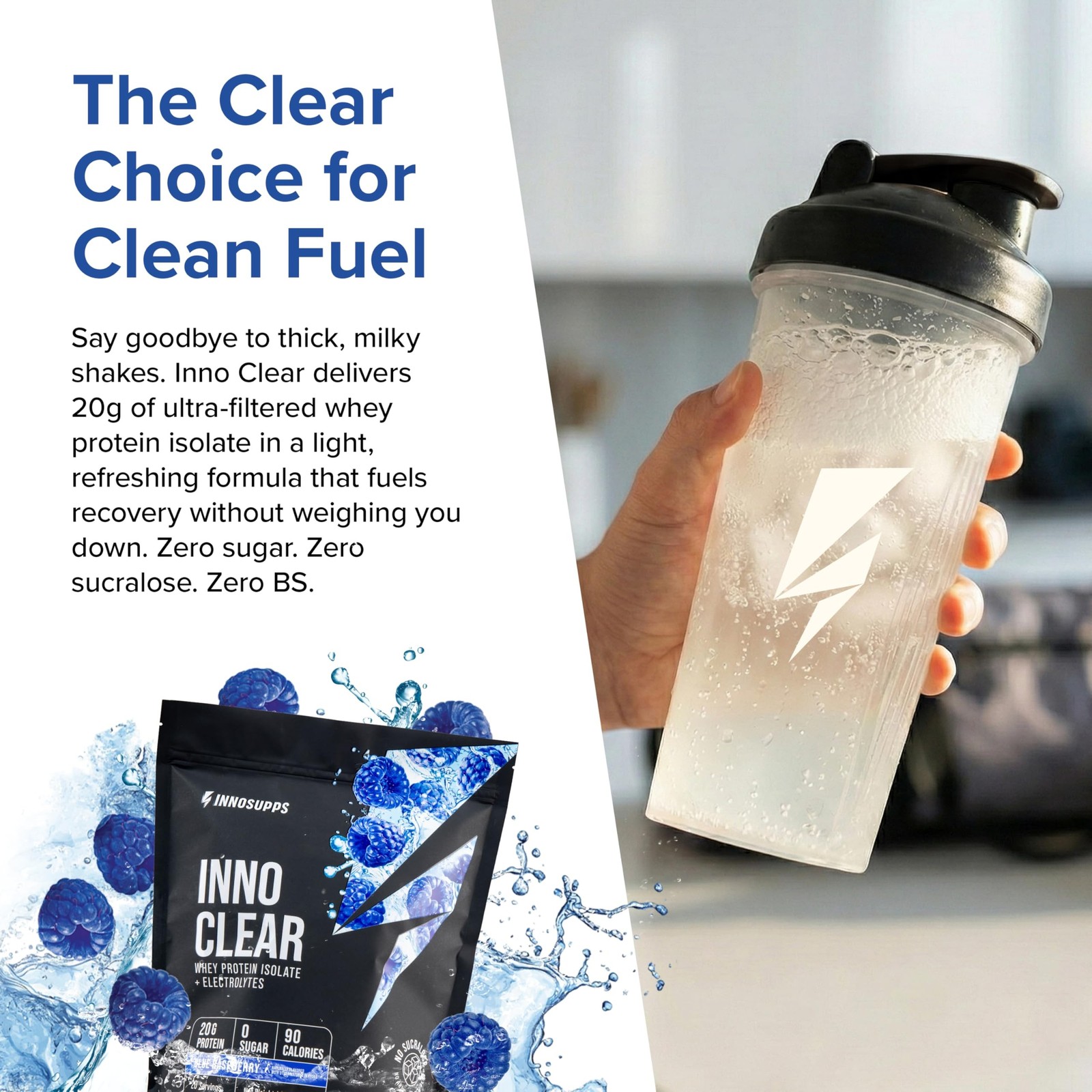 Inno Clear Whey Protein Powder – 20g Ultra-Filtered Clear Protein Powder, Ref…