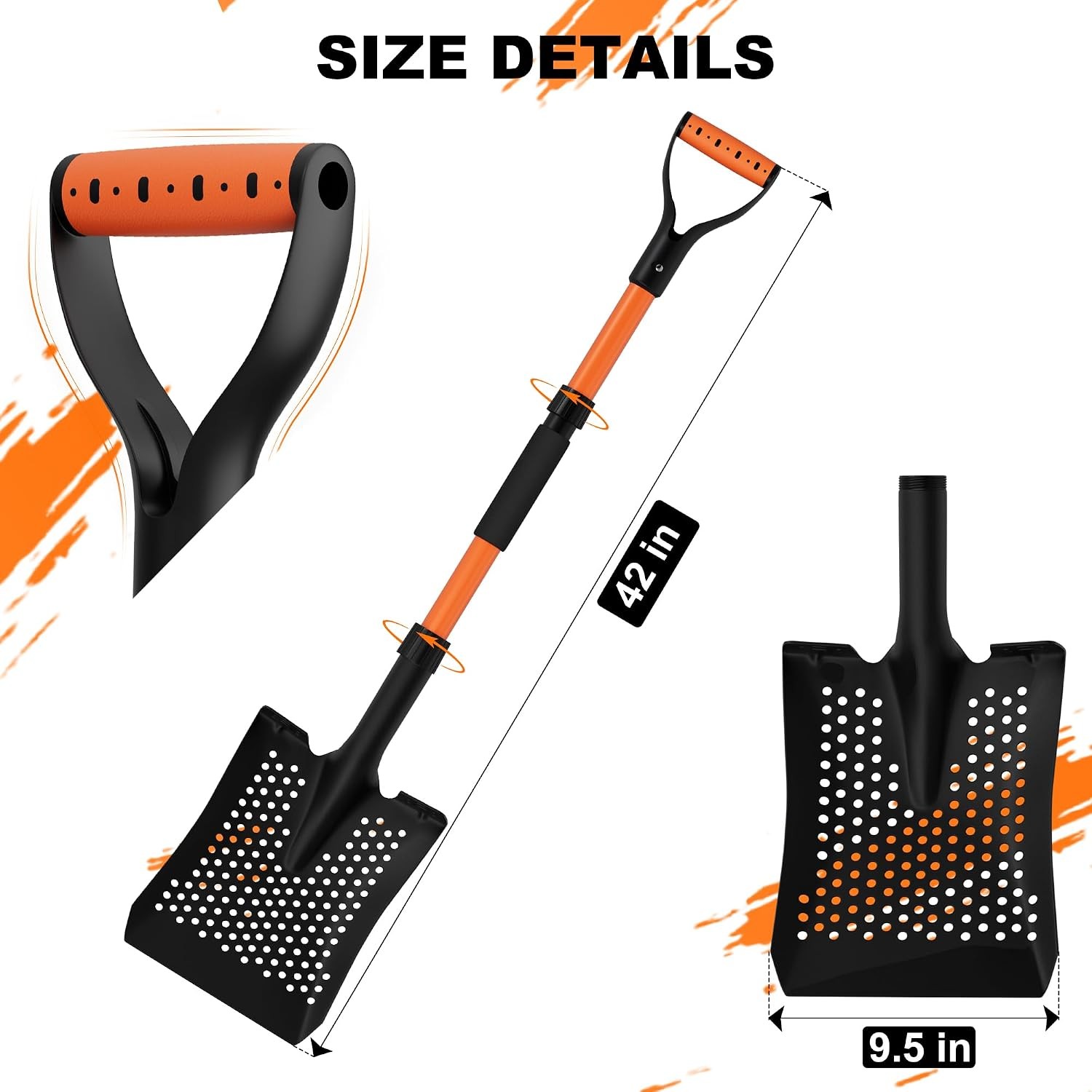 Beach Sand Scoop Shovel 42» for Metal Detecting, Long-Handle Sand Sifter with E