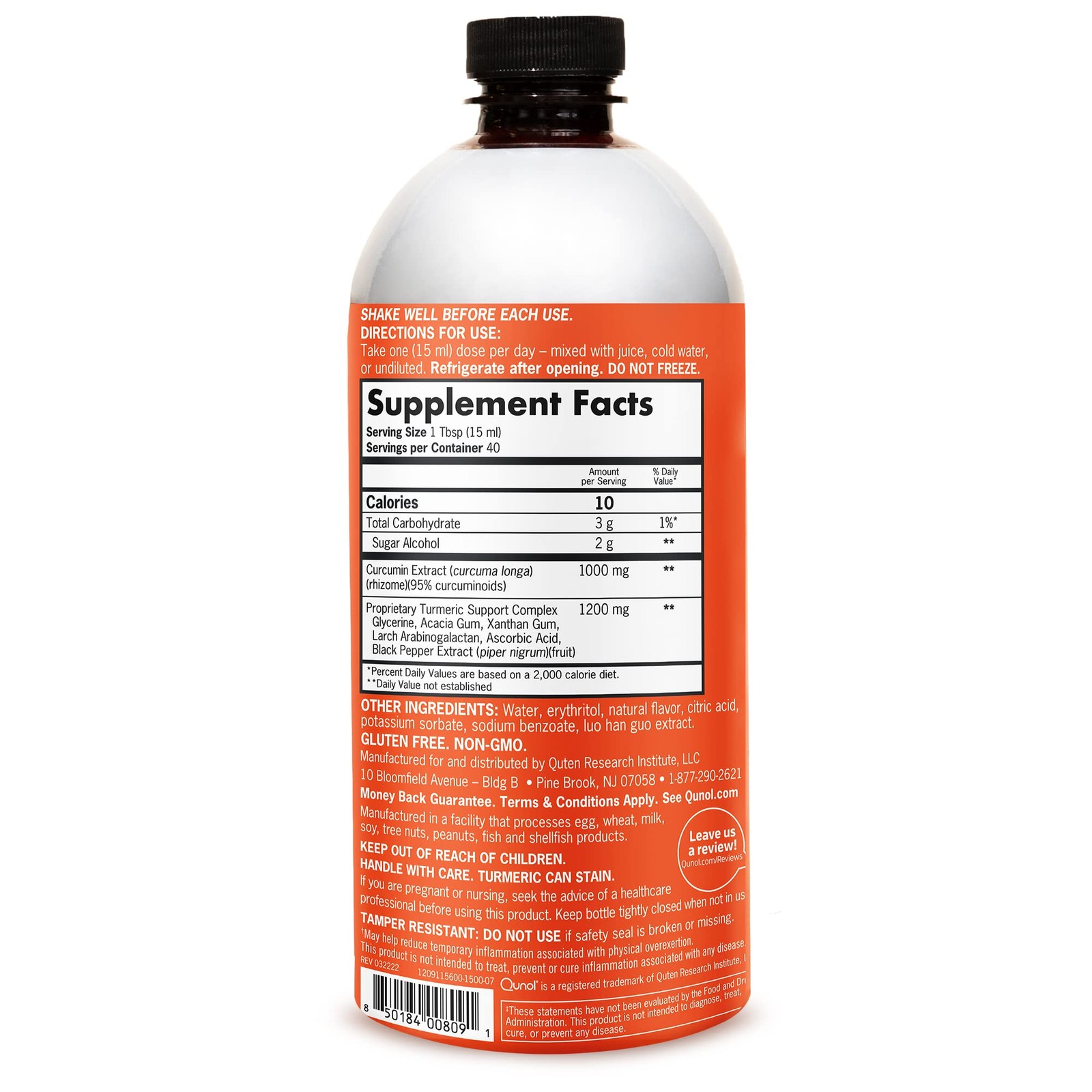 Liquid Turmeric 1000mg, Black Pepper Enhanced Absorption, 40 Servings