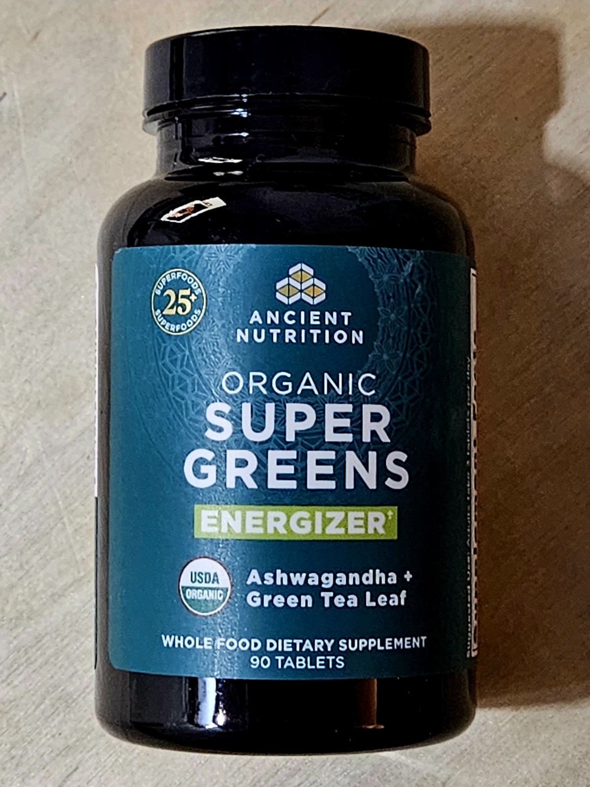 🌞 Ancient Nutrition, Organic Super Greens, Energizer 90 Tablets Exp: 09/26