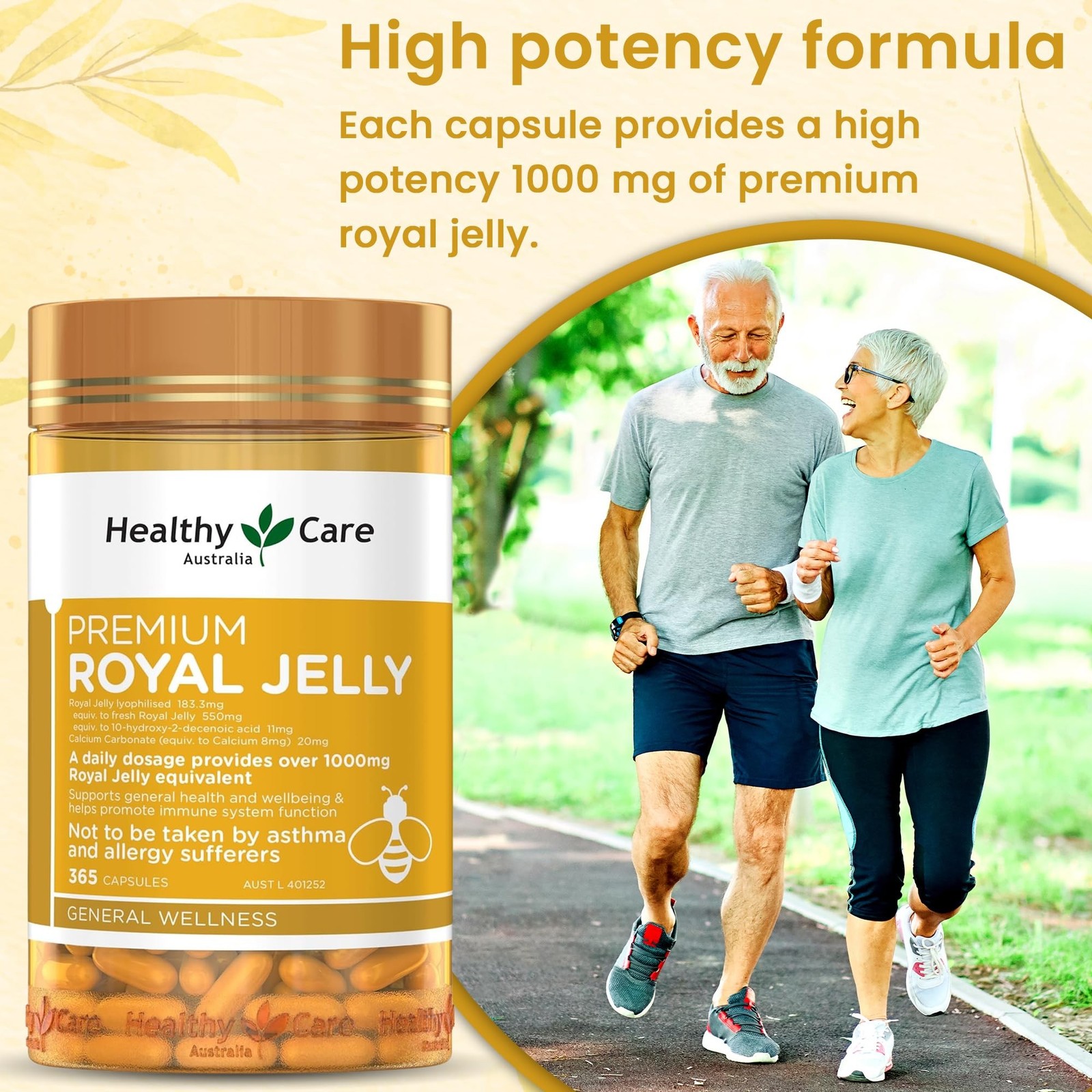 Healthy Care Royal Jelly 1000 365 Capsules Supplements Made in Australia