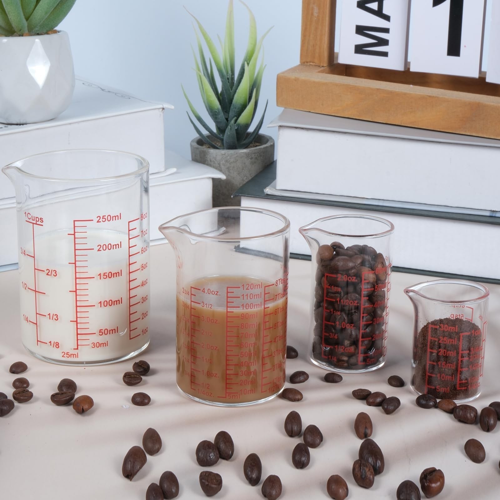 Measuring Cup Set 30ml L(1oz), 60ml (2oz), 120ml (4oz), 250ml (8oz), 4 Piece …