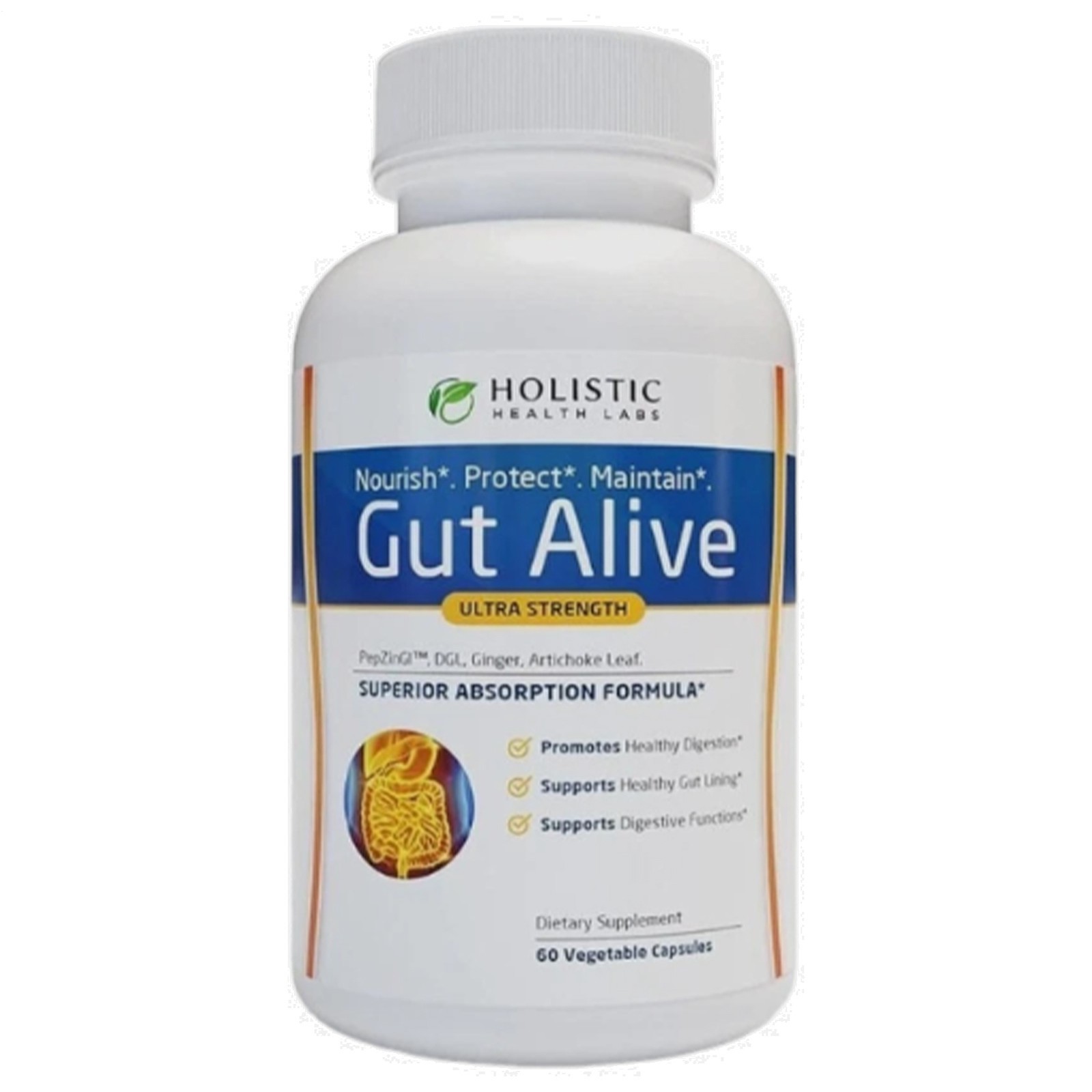 Holistic Health Labs Gut Alive Ultra Strength Gut Health 60 Capsules (1-3 Pack)