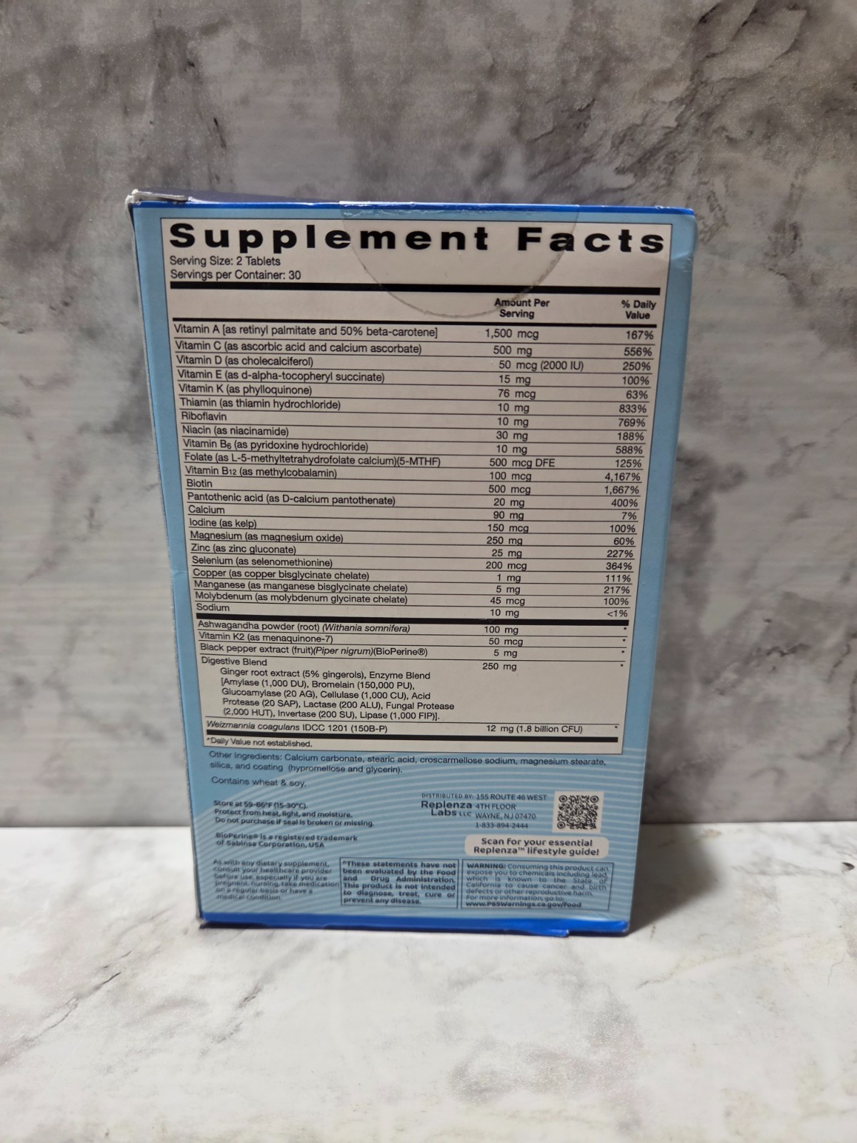Replenza GLP Support Daily Nutritional Supplement 60 Tablets 9/2026
