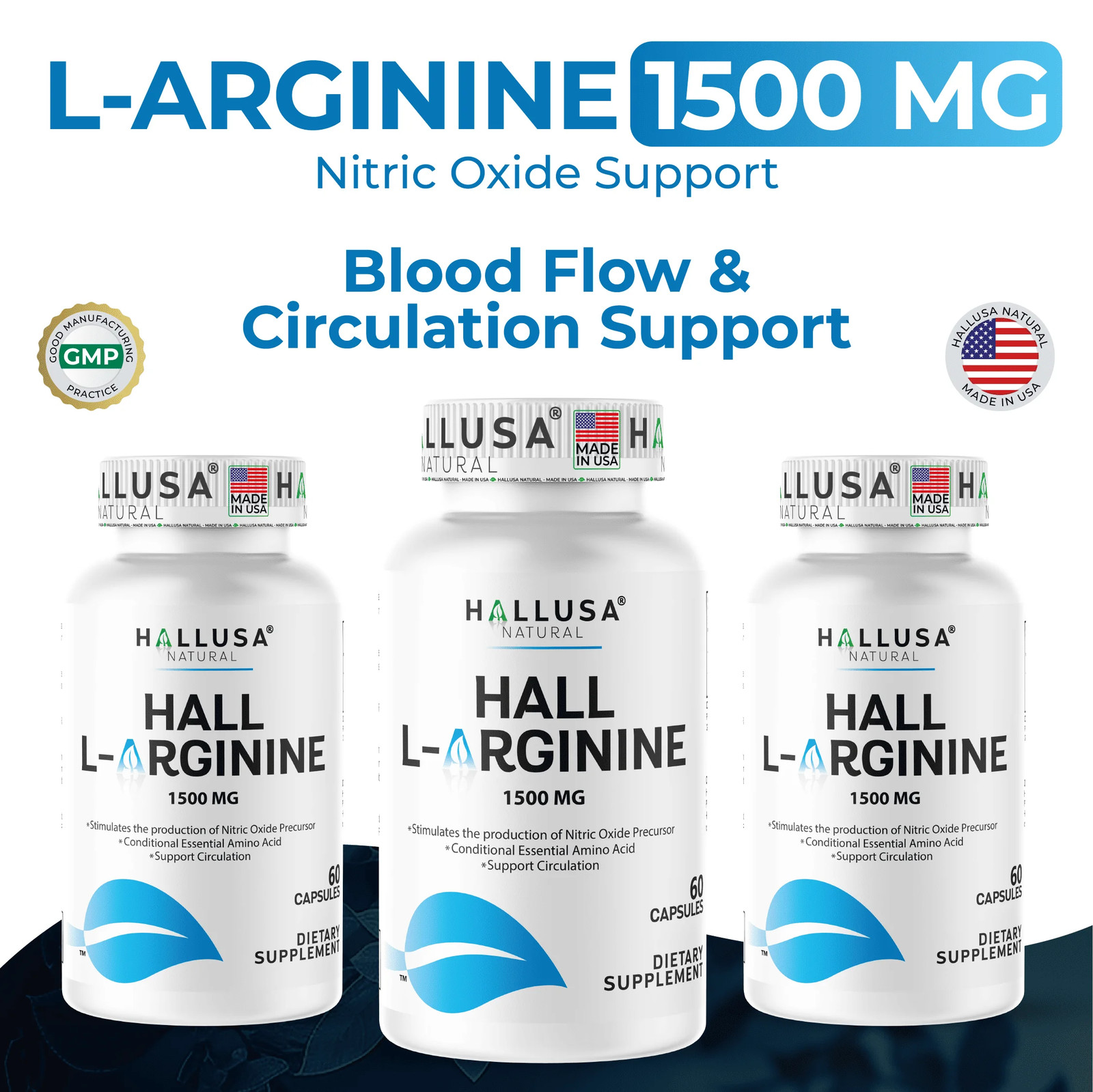 L-Arginine 1500mg Capsules | Heart & Athletic Health Support | 60 Count