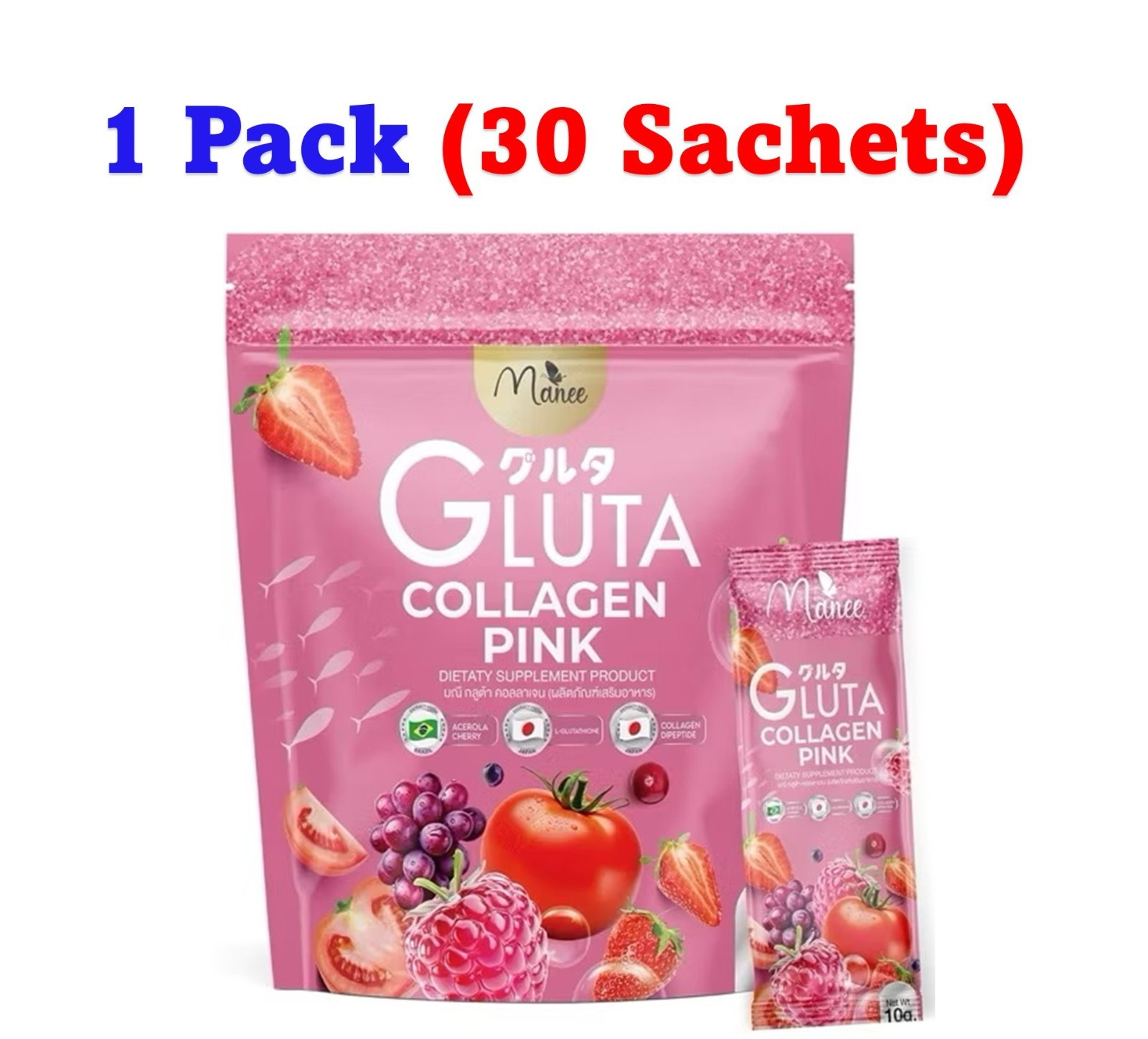 Manee Collagen Pink Dietary Supplement Instant Powder Drink 30 Sachets