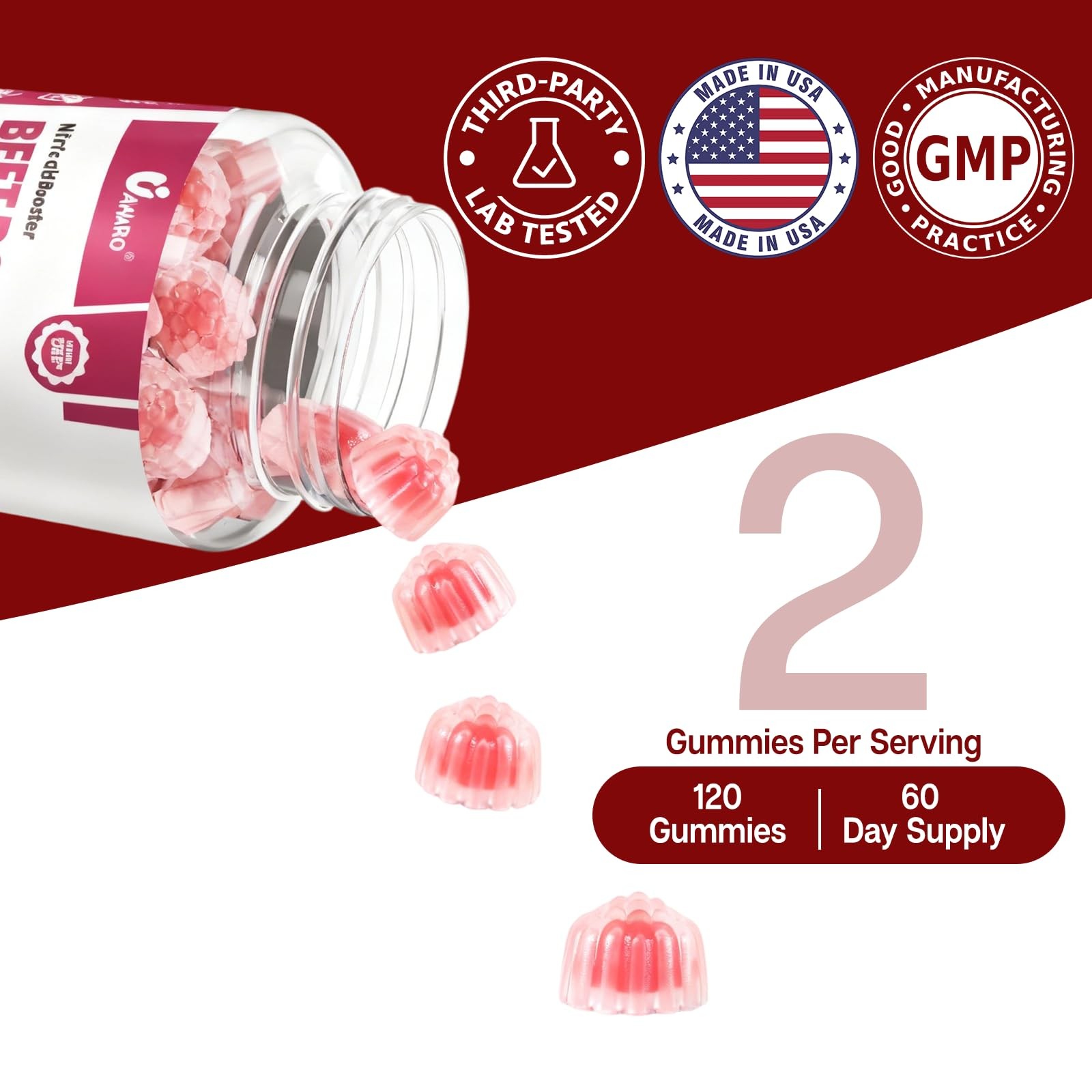 (2 Pack) Beet Root Gummies – Nitric Oxide Booster Supplements for Men & Women…