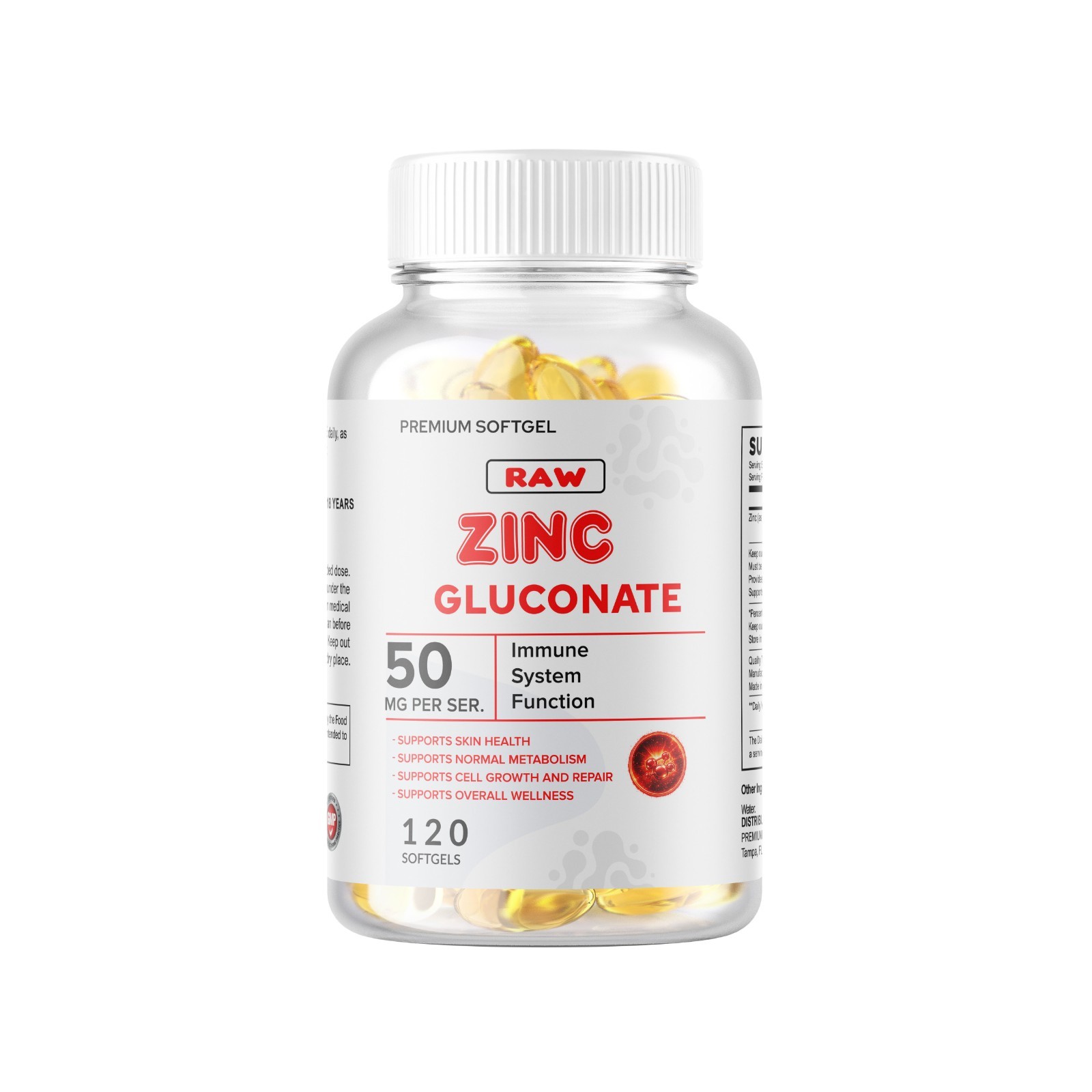 Zinc Gluconate 50mg 240 Servings Softgels Gluten Free Non-GMO USA MADE Shipped