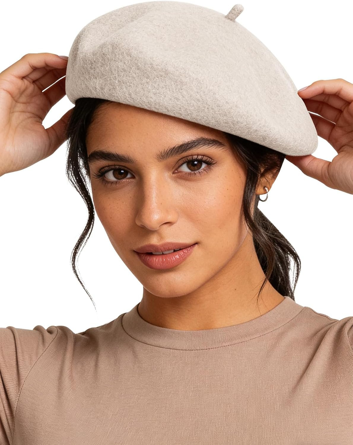 Sumolux Women Beret Hat Wool Vintage French Solid Color Classic Winter Cap