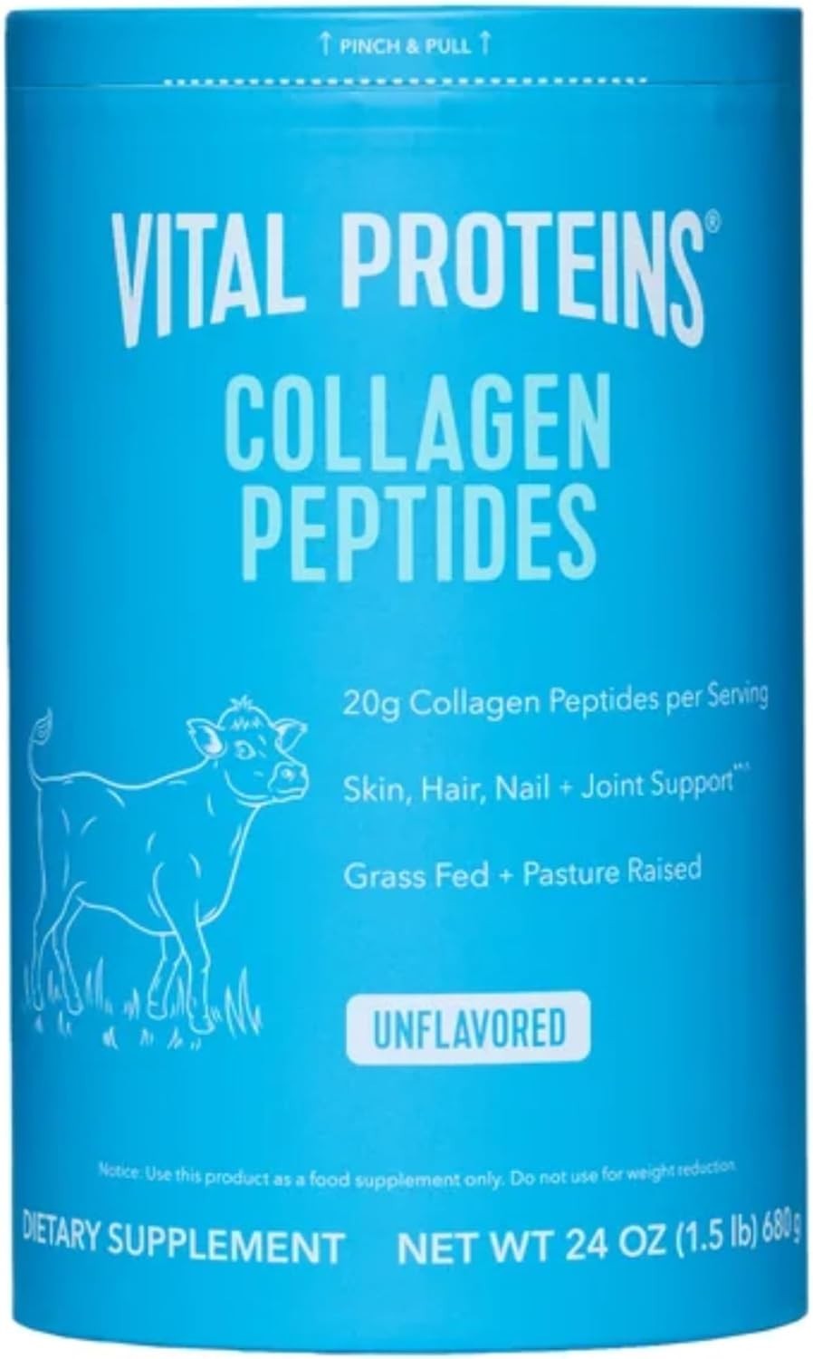 Vital Proteins Collagen Peptides – Unflavored Grass-Fed Powder (24 oz / 1.5 lb)