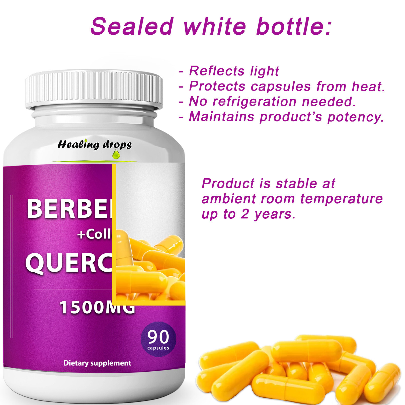 3 Pack- Berberine 925MG Quercetin 510mg Colloidal Gold 15mg Citrus Bergamot 50mg