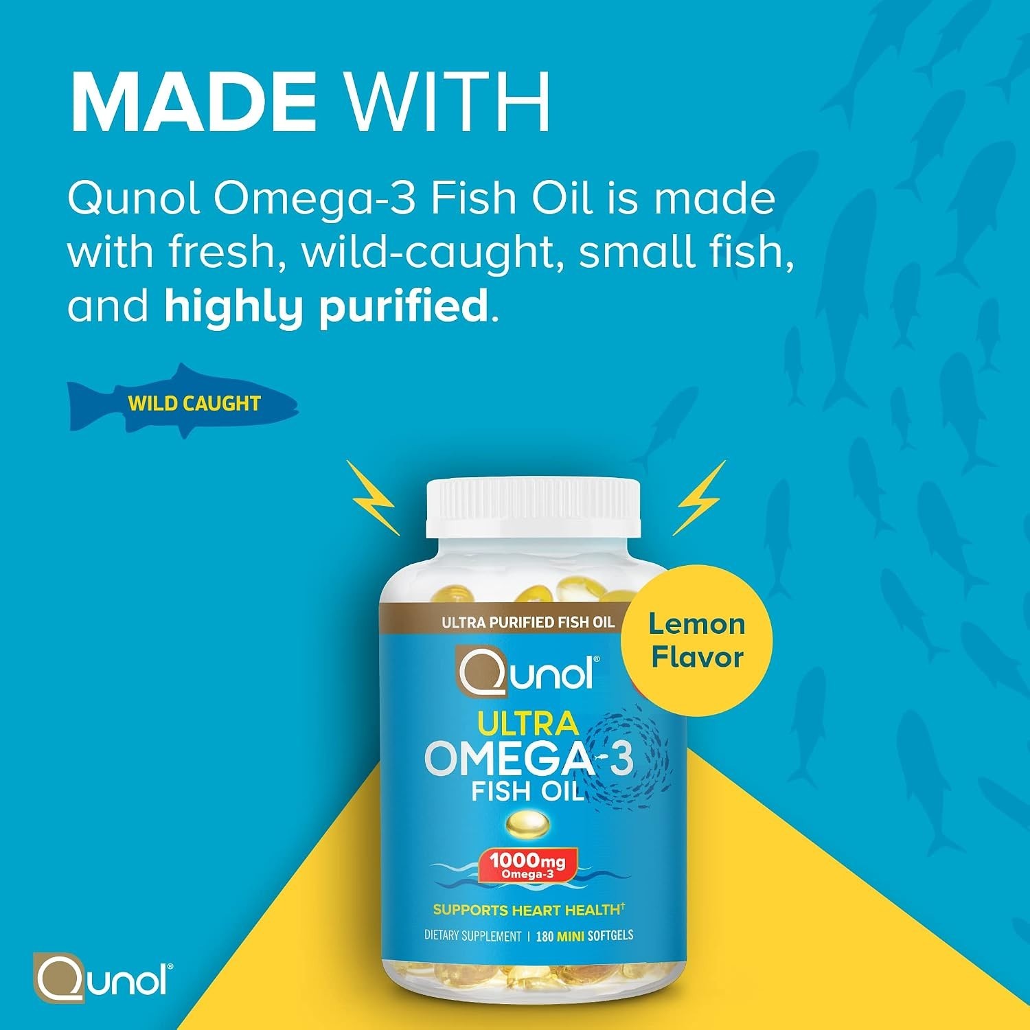 Ultra Pure Lemon-Flavored Omega-3 Softgels – 180 Count for Heart Wellness