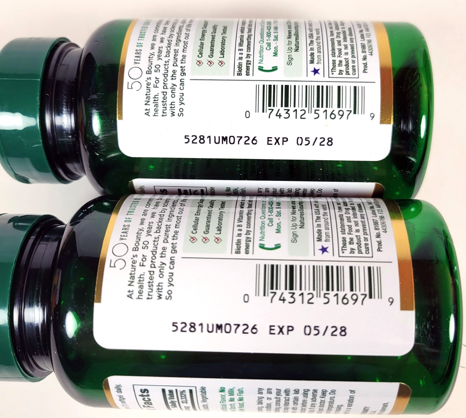 EXP 05/2028 ~ 2 Pack Nature’s Bounty Biotin 10000 mcg 120 Rapid Release Softgels
