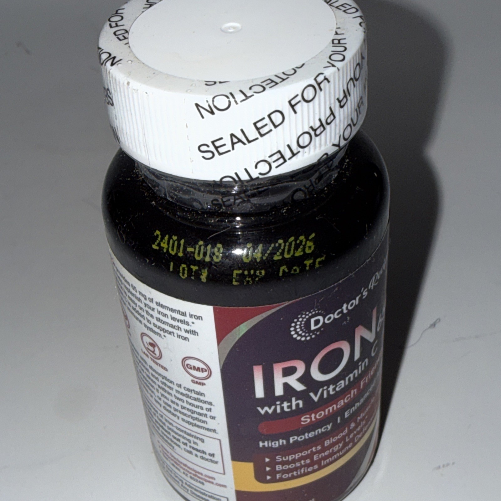 2x Doctor’s Recipes Iron Supplement 65 mg with Vitamin C Exp 04/26