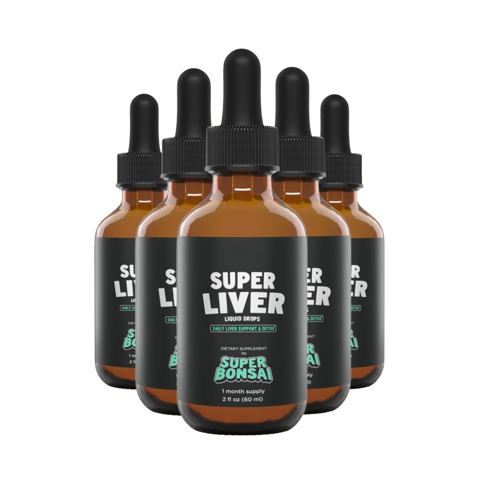 (5-Pack) Super Liver Liquid Drops – Daily Dietary Supplement – 2 fl oz (60 mL)