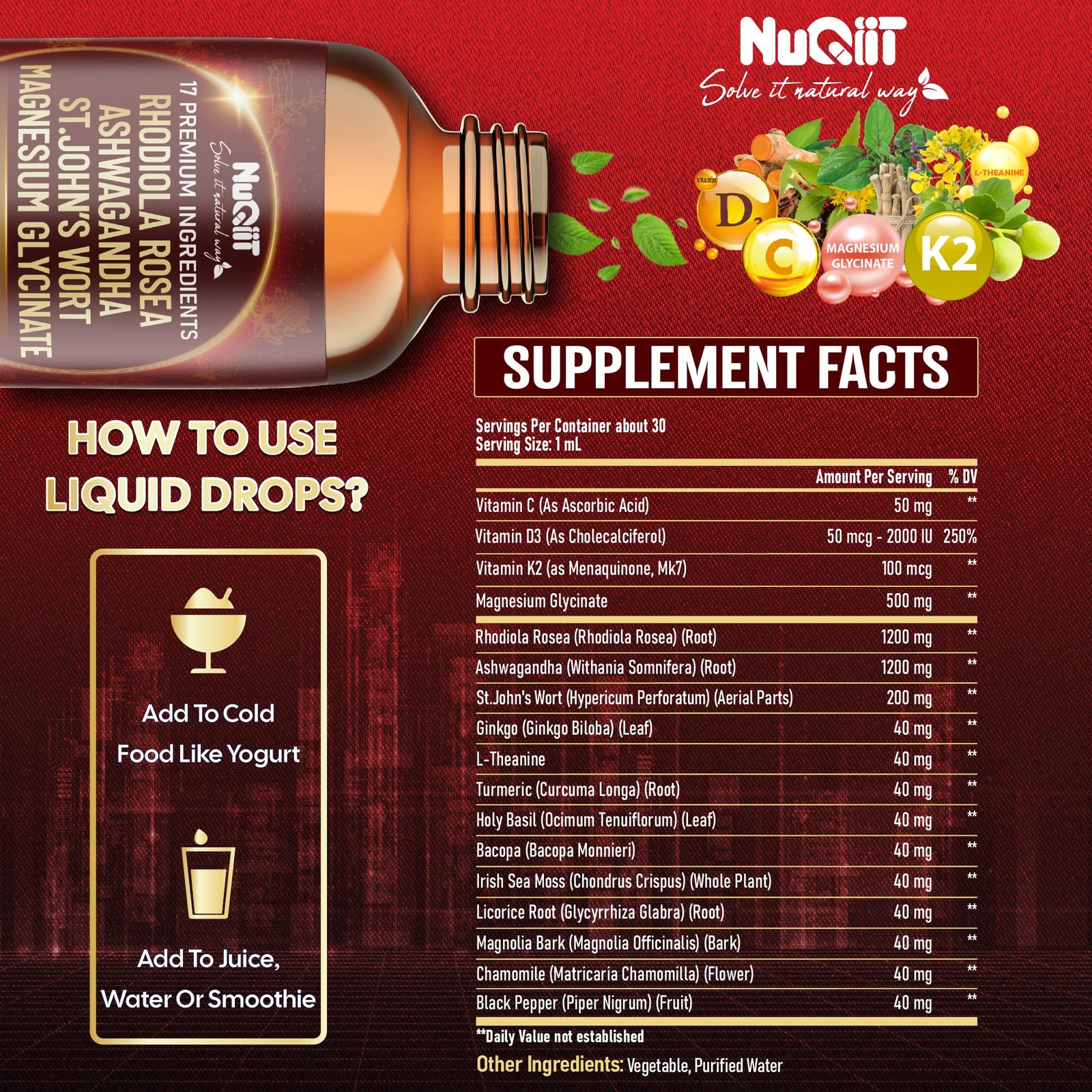 17in1 Rhodiola Rosea Liquid Drops Tincture 1 Fl Oz (Pack of 1)
