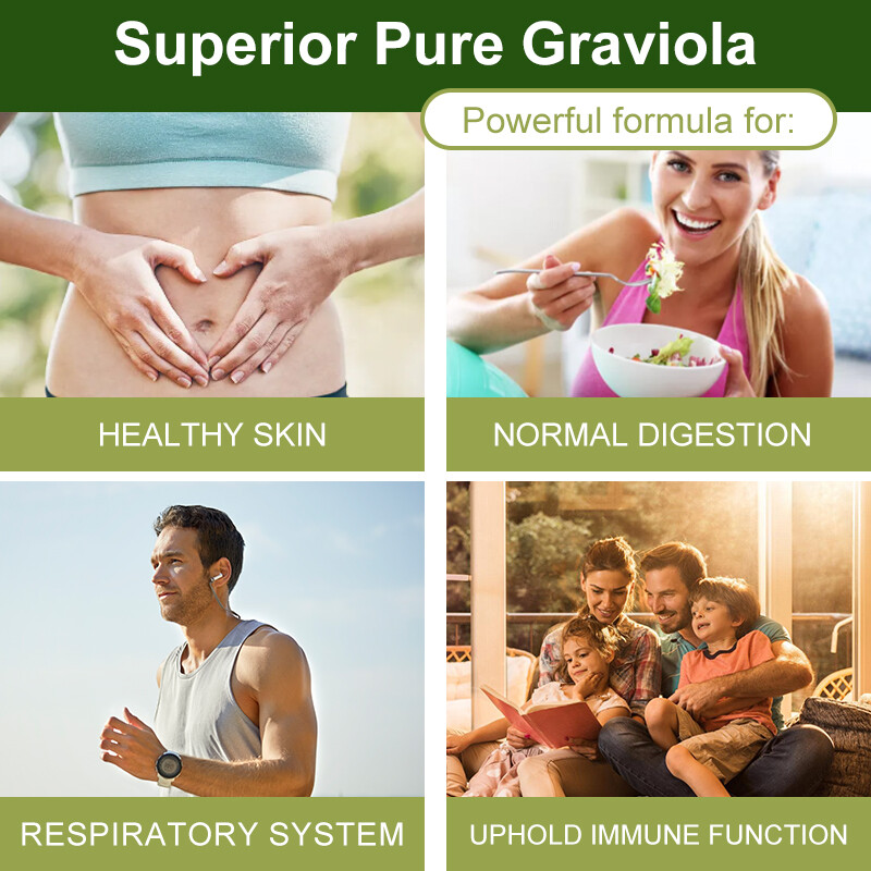 Soursop Graviola Capsules Leaf & Fruit Extract 120 Capsules High Potency 1000mg