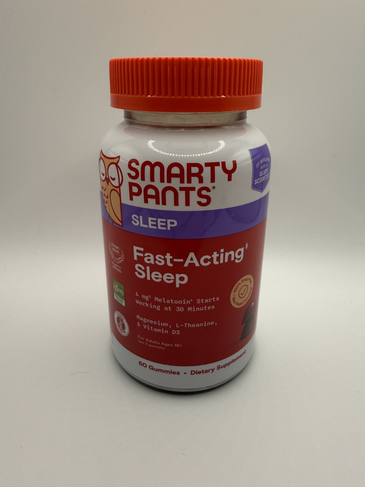 Smarty Pants Sleep, Fast-Acting Sleep For Adults Ages 18+ 60 Gummies – Brand New