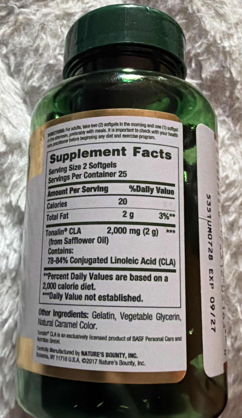Nature’s Bounty Tonalin CLA 1000mg Nutritional Supplement 50 Softgels Exp 9/2027