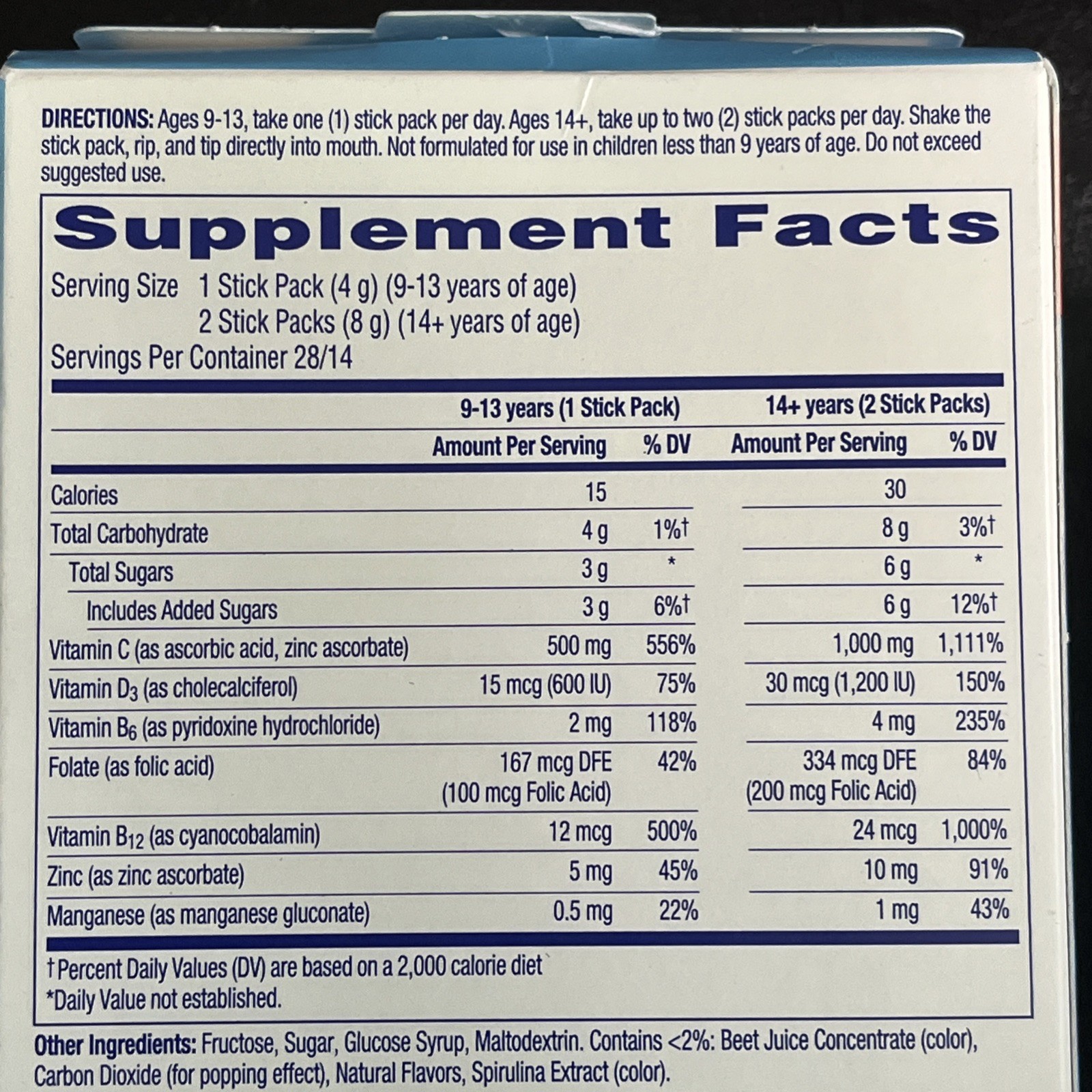 Emergen-C Immune Support Crystals 500mg Vitamin C 28 Stick Pack Berry Lemonade