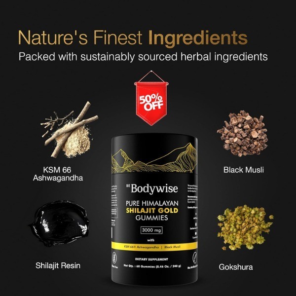 Be Bodywise Pure Himalayan Shilajit Gummies Gold I Lab Tested I No Added Sugar