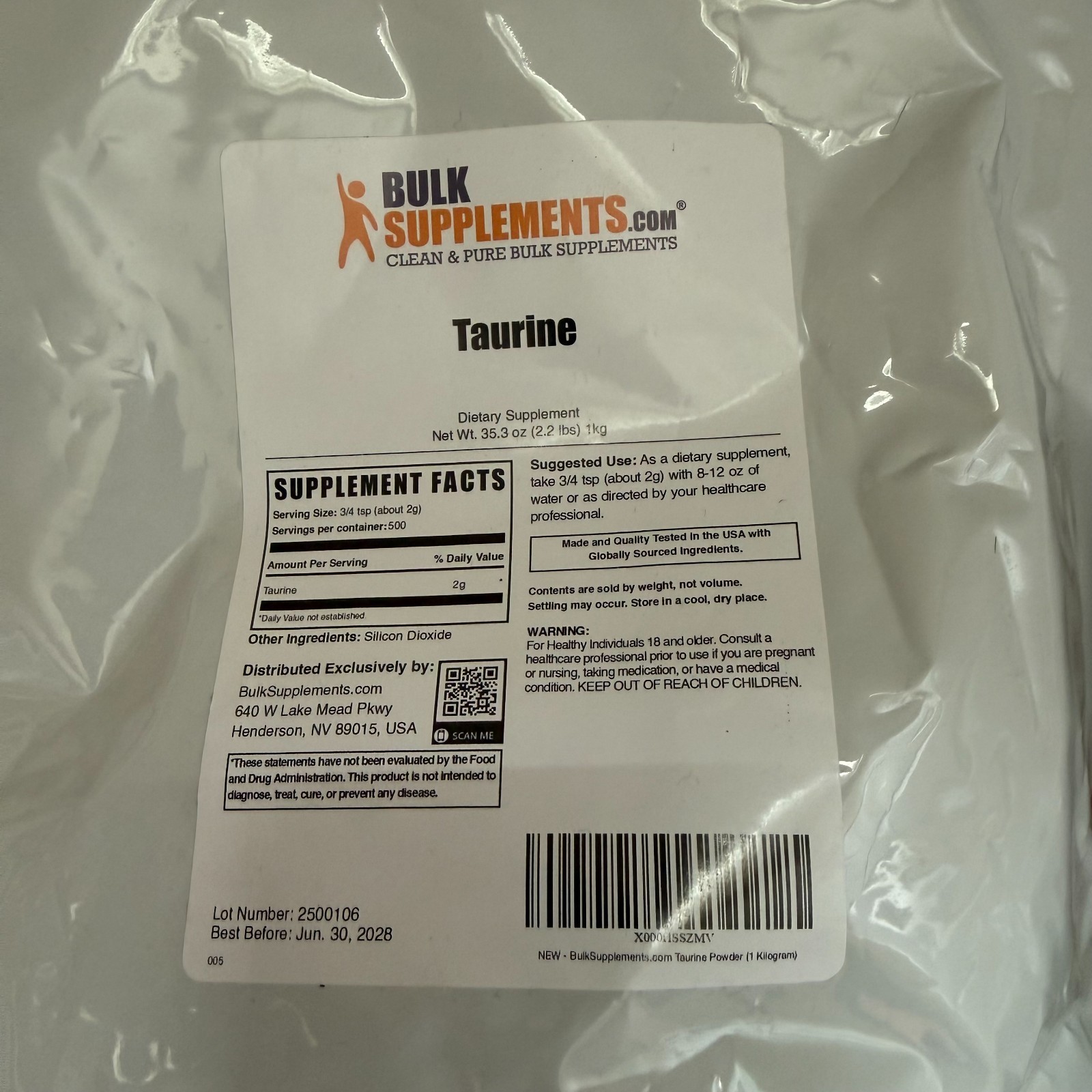 True Nutrition Taurine Powder – 5 kg (1 kg x 5)