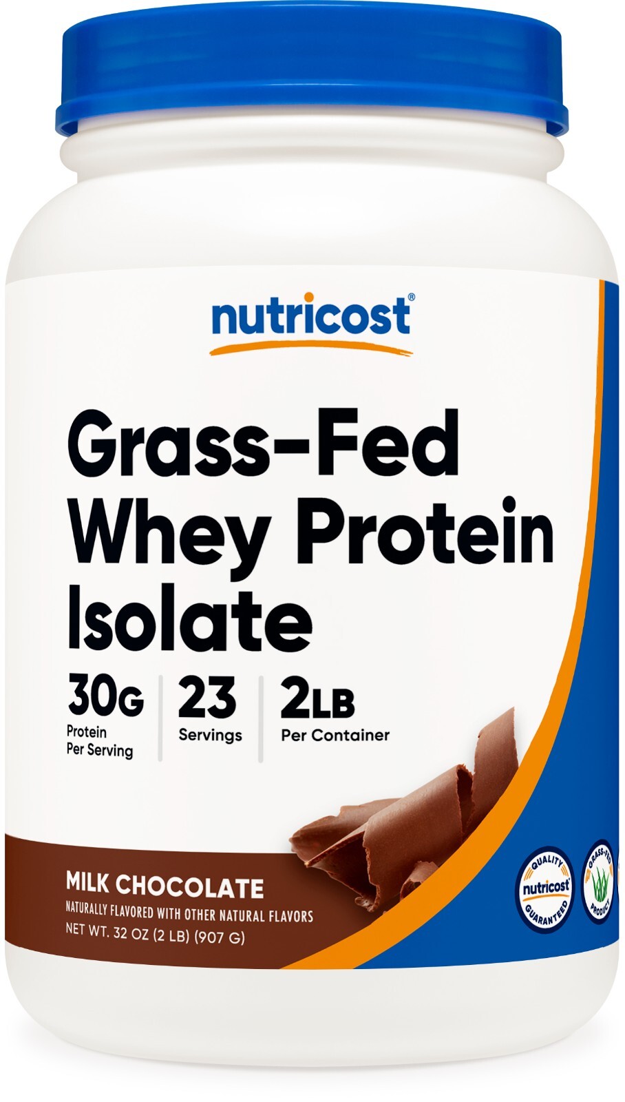 Nutricost Grass-Fed Whey Protein Isolate (Chocolate) 2LBS – Non-GMO, Gluten Free