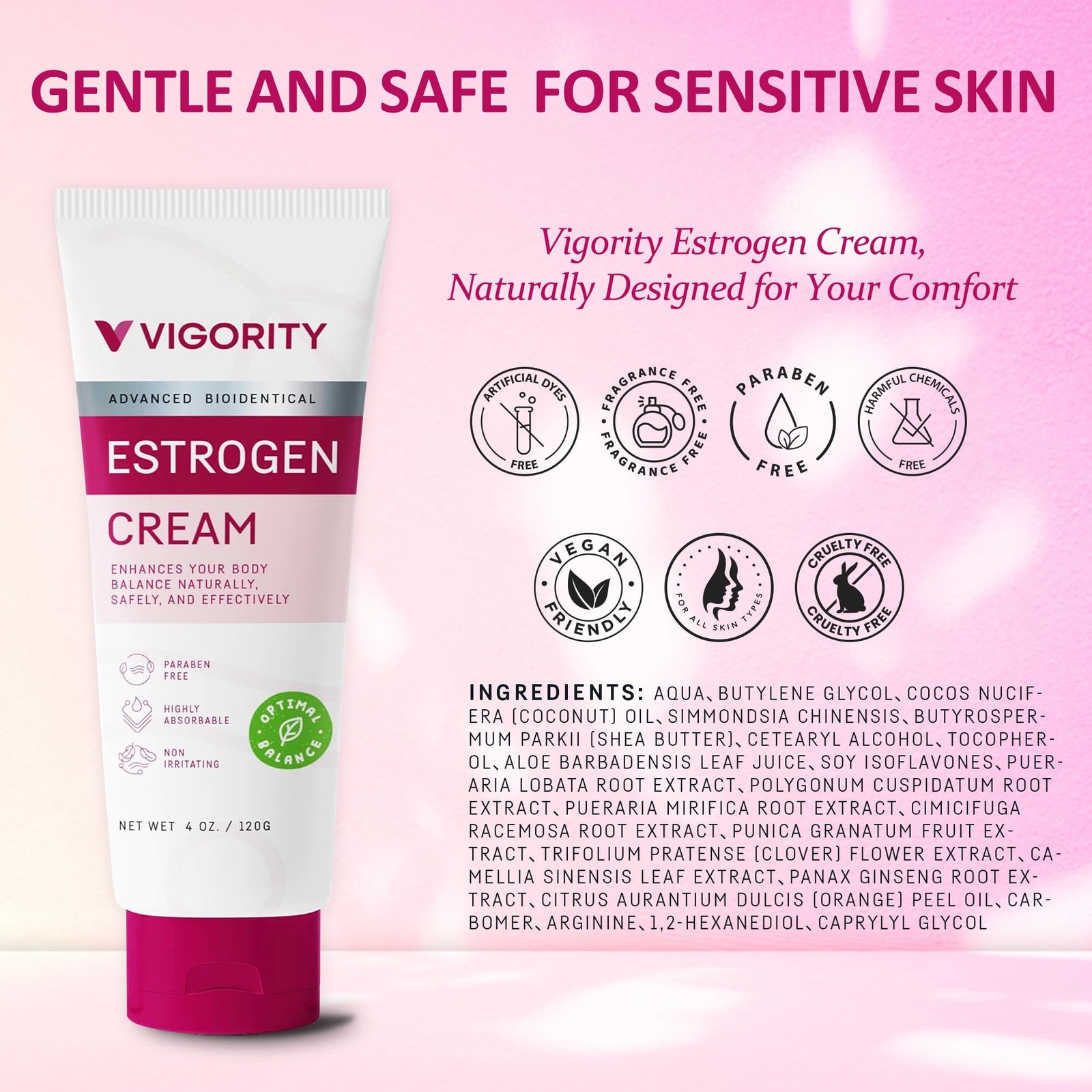Estrogen Cream For Women, Natural 4 Ounce (Pack of 1),