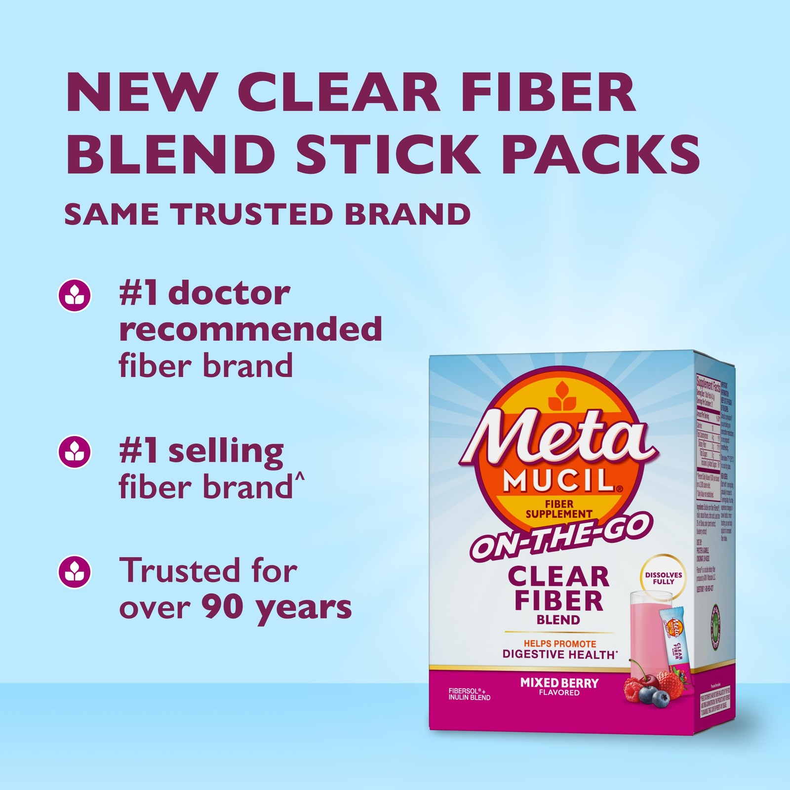 Metamucil Mixed Berry Fiber Powder Sticks 21ct