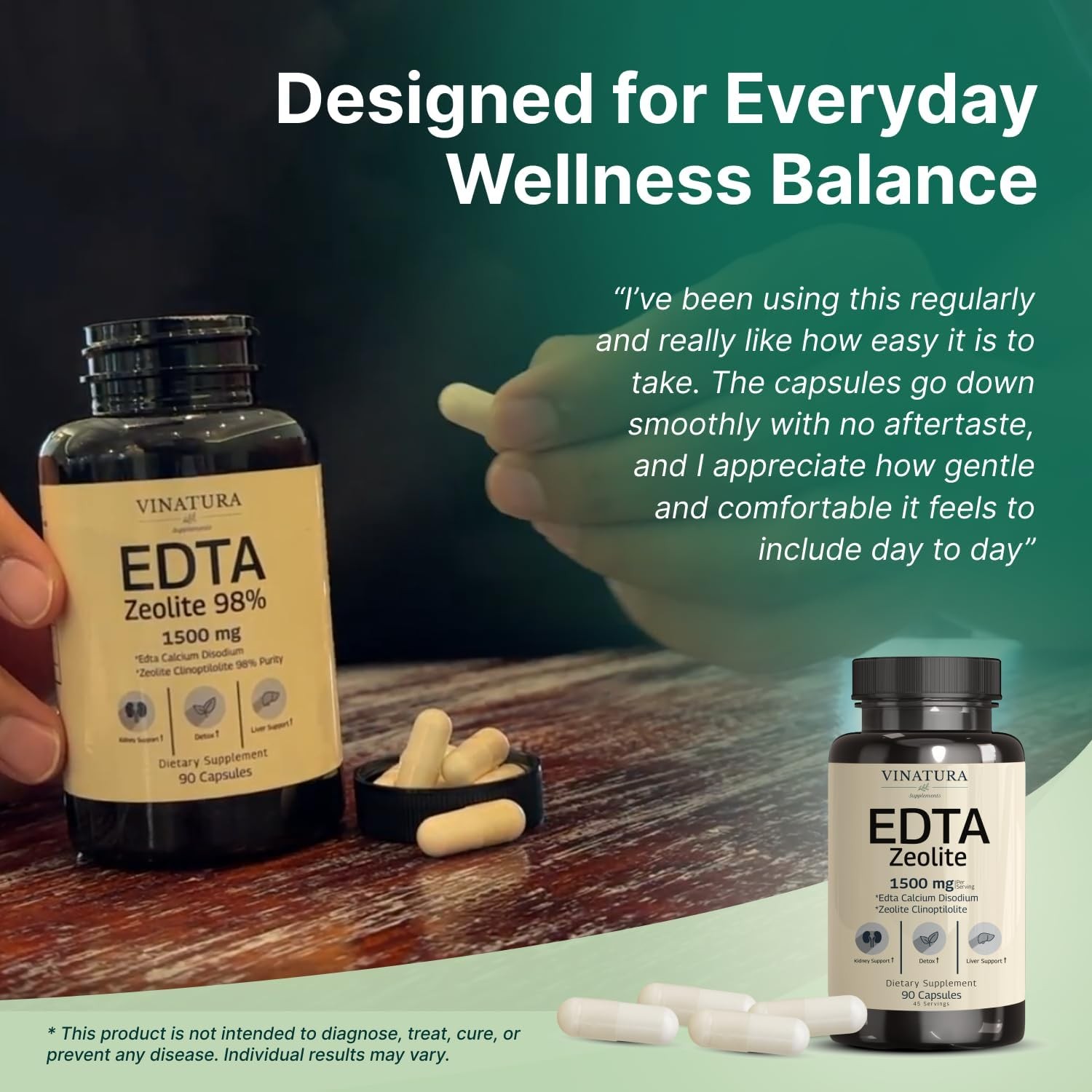 EDTA Capsules – 1500mg per serv, USA Made & Tested, Liver Support 90 Capsules