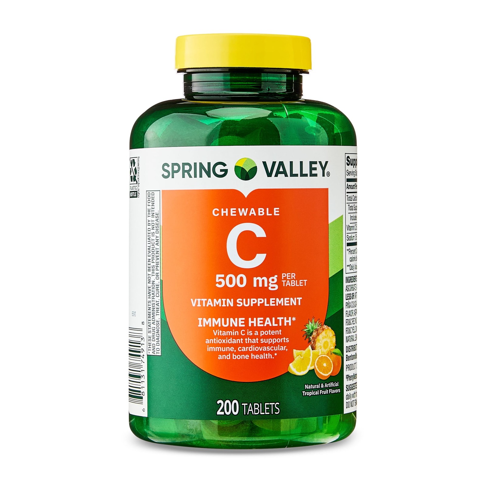 Spring Valley Vitamin C Chewable Tablets 500 mg, 200 Count – Immune Health