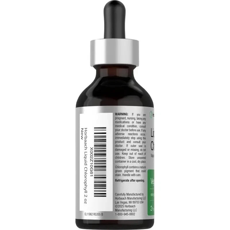 Horbäach Liquid Chlorophyll Drops | 2 oz | Natural Peppermint Flavor | Vegan