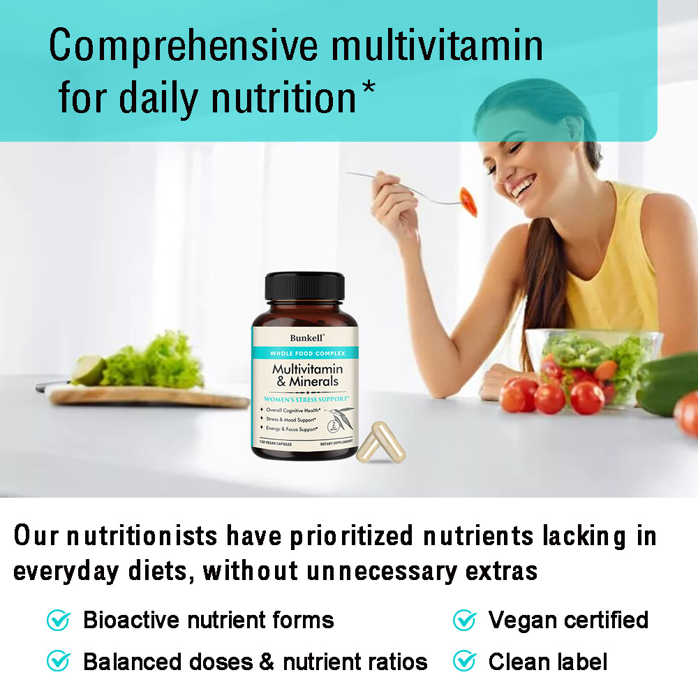 Multivitamin & Mineral 120 Capsules – Relieves stress, supports energy and focus