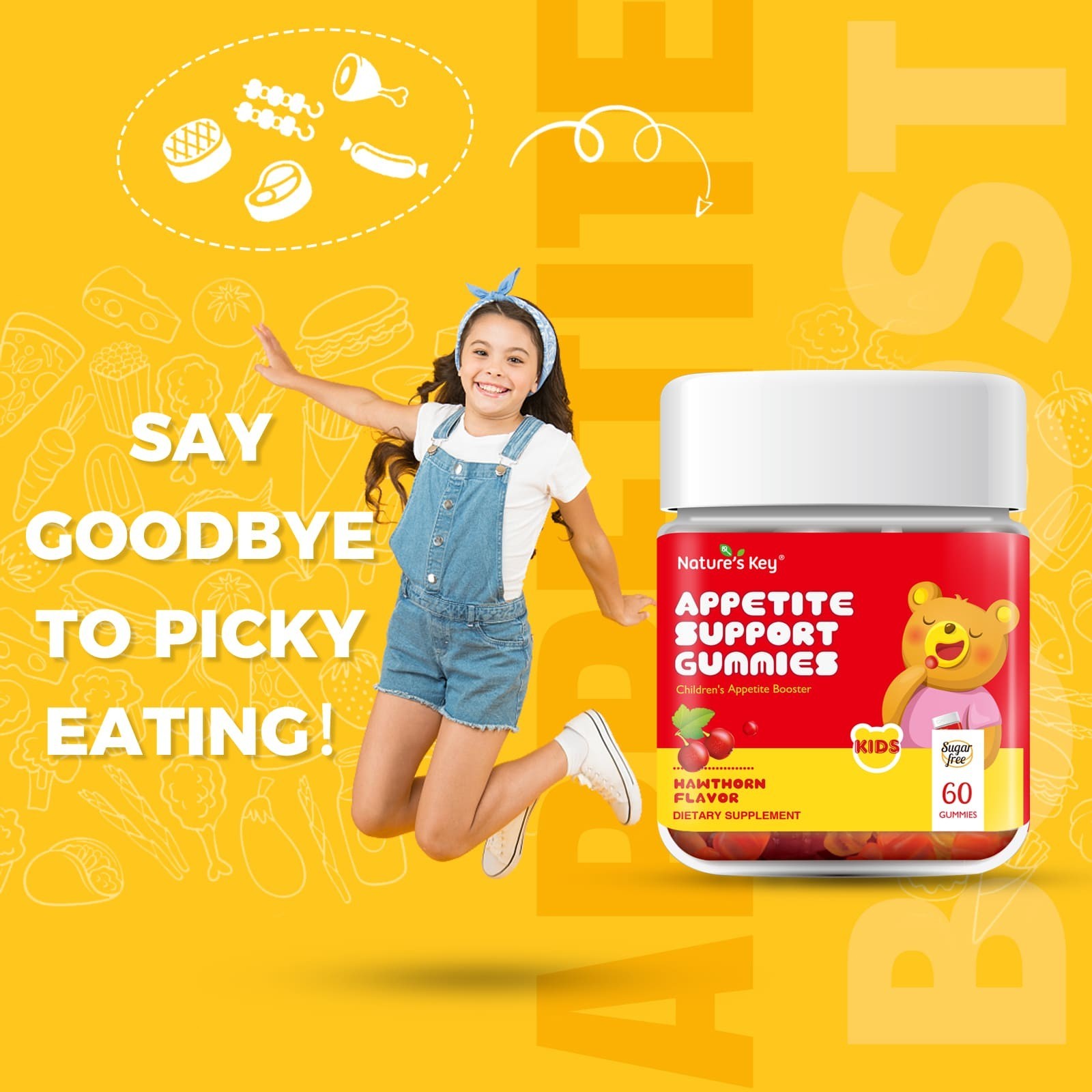 3 Pack Appetite Booster Gummies Sugar Free 60 Count, Suitable for All Ages 60Ct