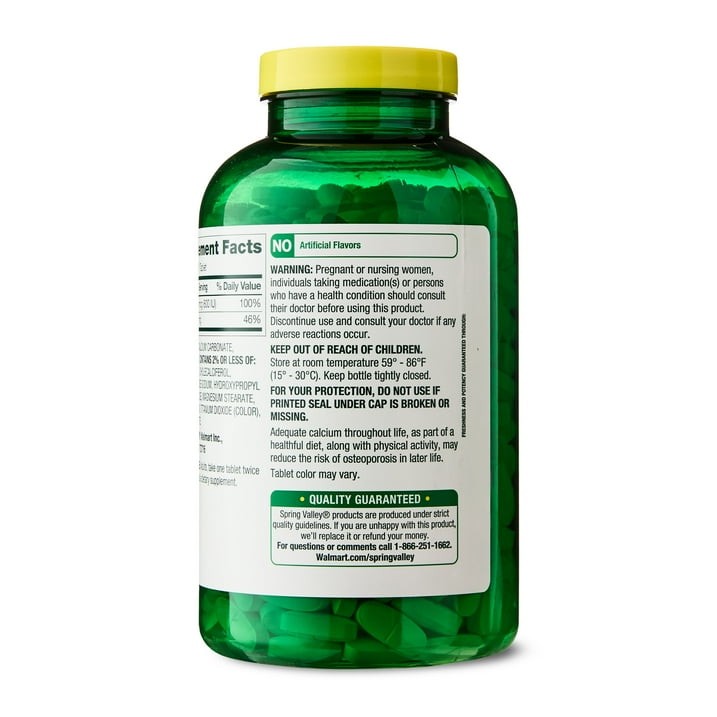 3 Pack Spring Valley Calcium Plus Vitamin D Tablets 600 mg Bone Health 500 Count