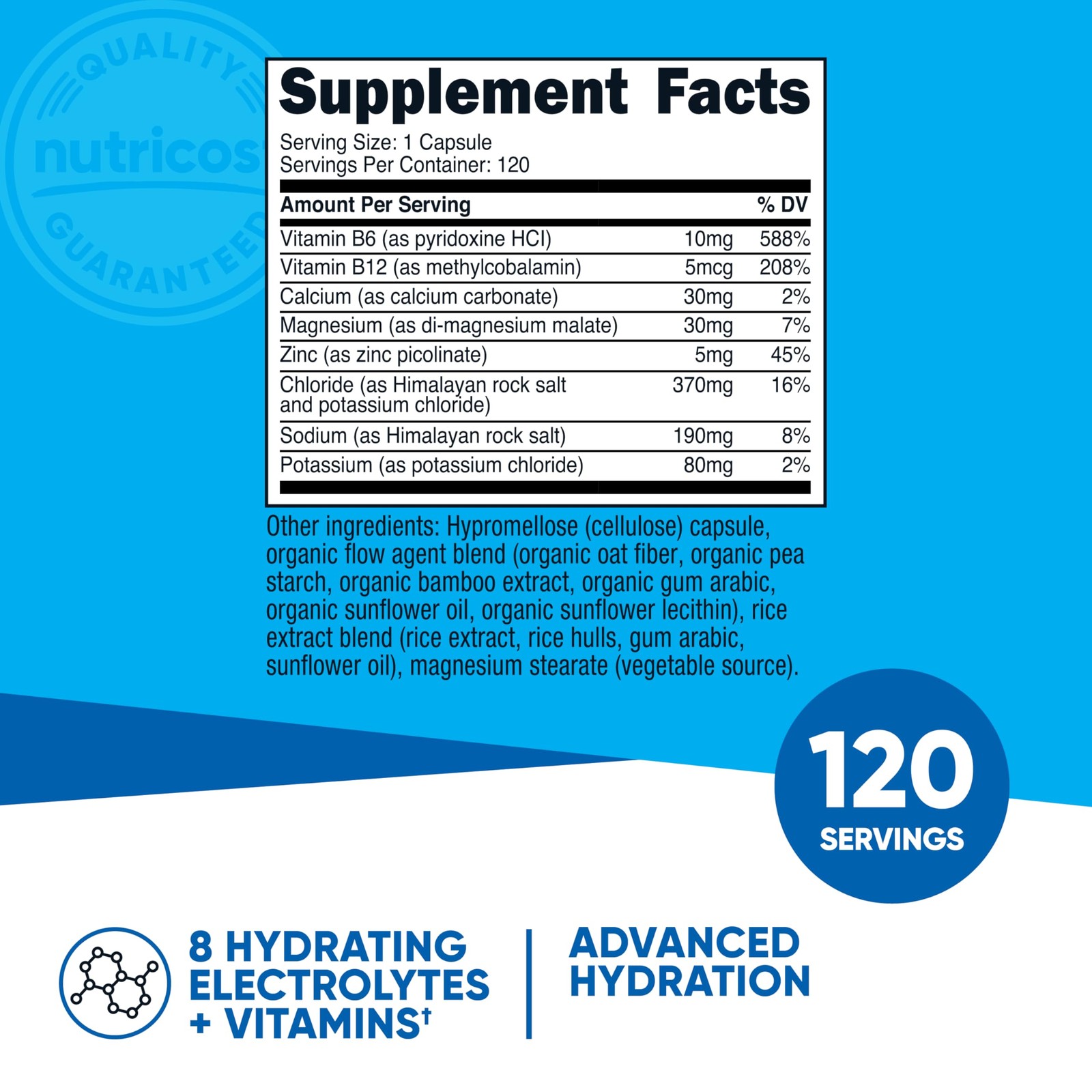 Nutricost Electrolyte Complex Advanced Hydration 120 Count (Pack of 1), Red