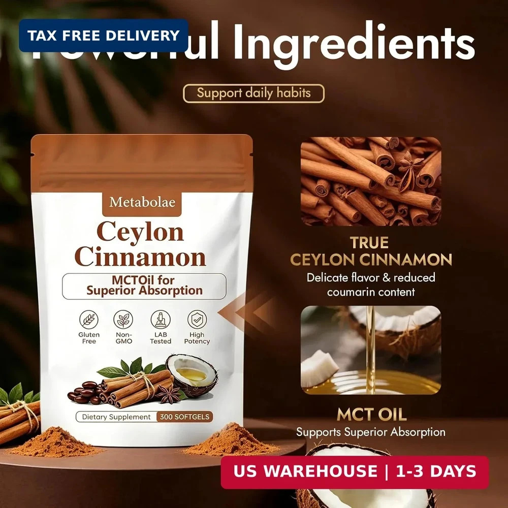 Metabolae Ceylon Cinnamon SoftGels with MCT Oil, Highly Bioavailable Herbal Extr