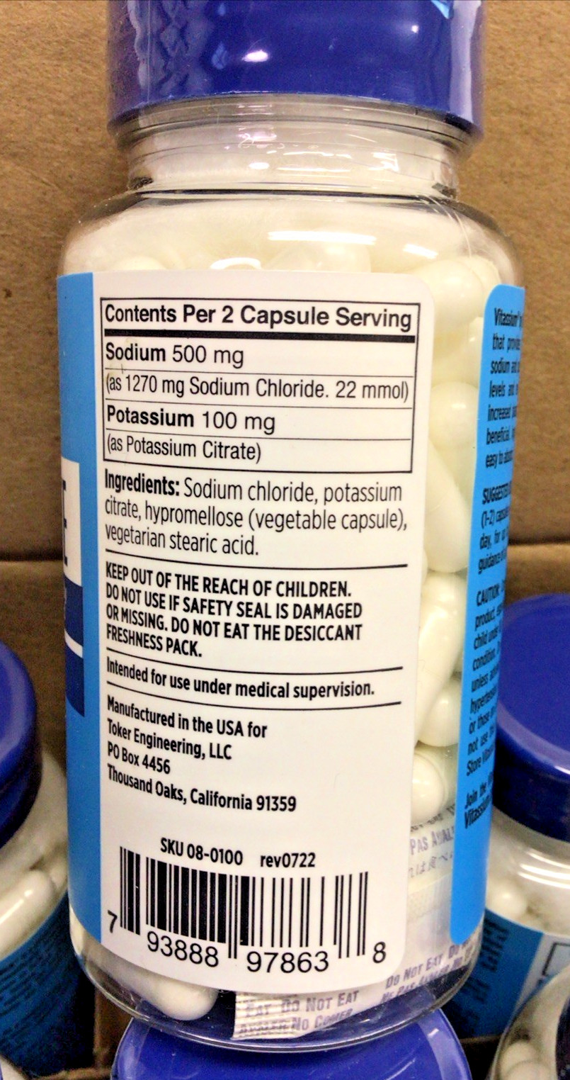 Vitassium SaltStick Electrolyte Capsules 100 Count 5/2027 12 Bottles New Sealed