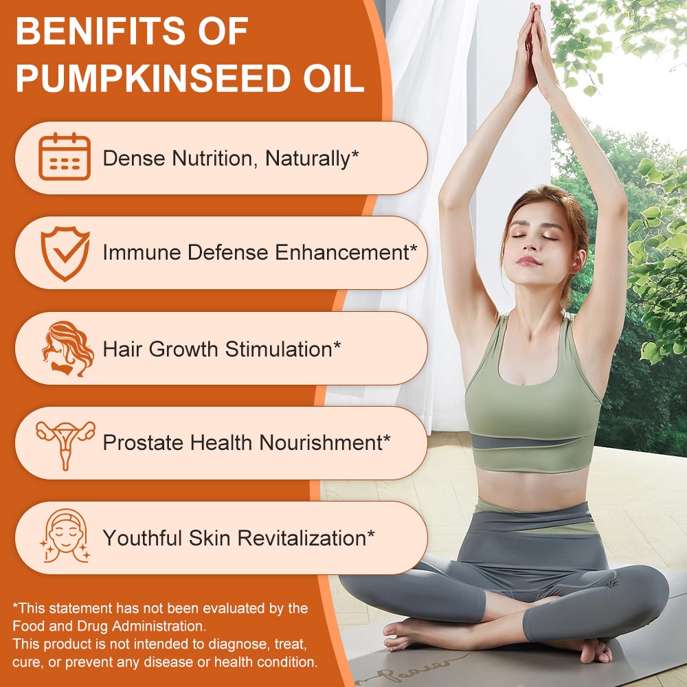 Everly Pumpkin Seed Oil With Saw Palmetto, Upgraded Cold Pressed, 120 Softgels