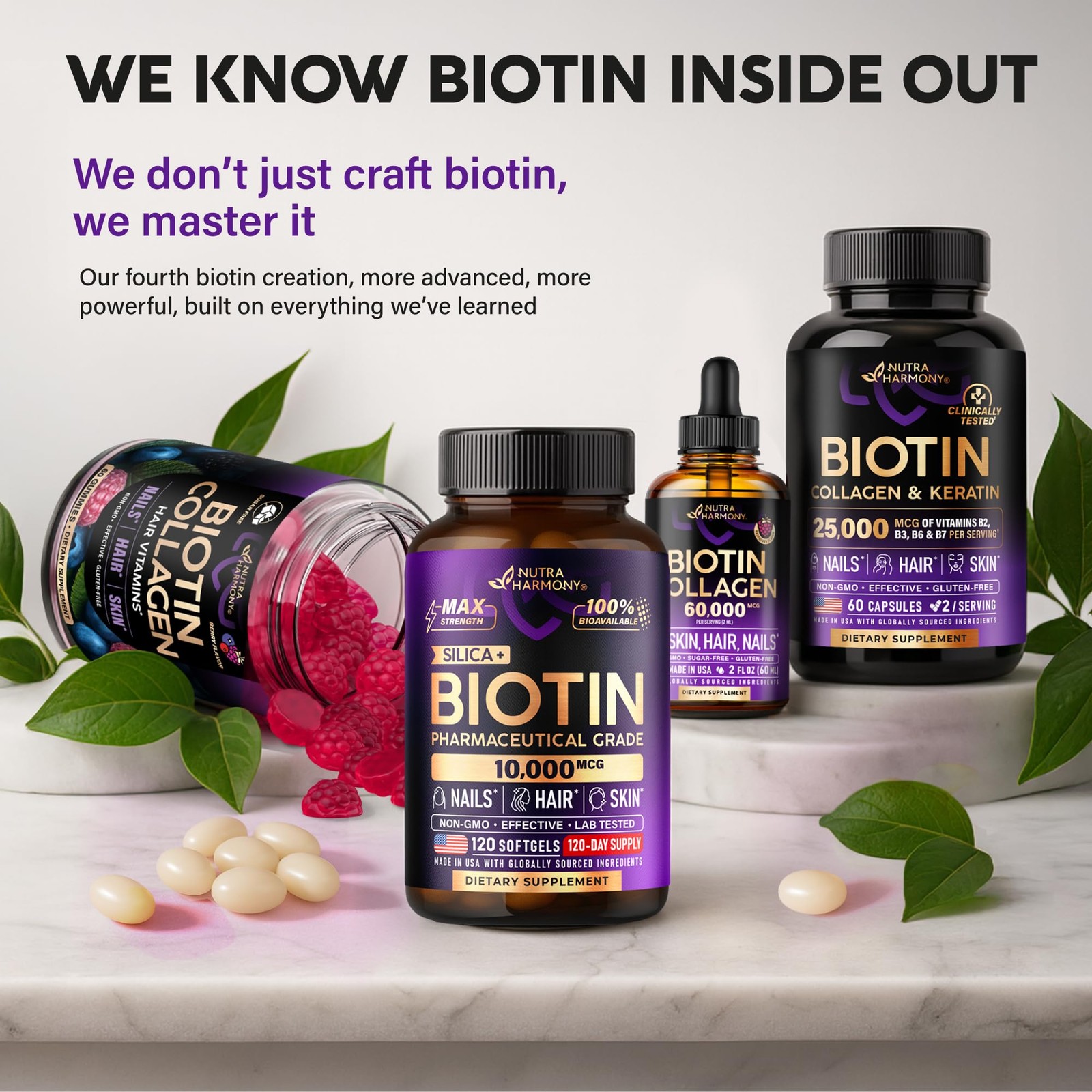 Liquid Biotin & Collagen 60,000 mcg – Vitamins for Hair 2 Fl Oz (Pack of 1)