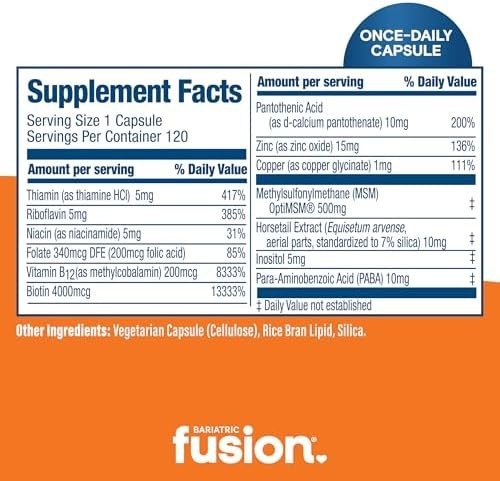 Bariatric Fusion ONE Per Day Bariatric Hair Skin and Nails Vitamins REJUVENATOR